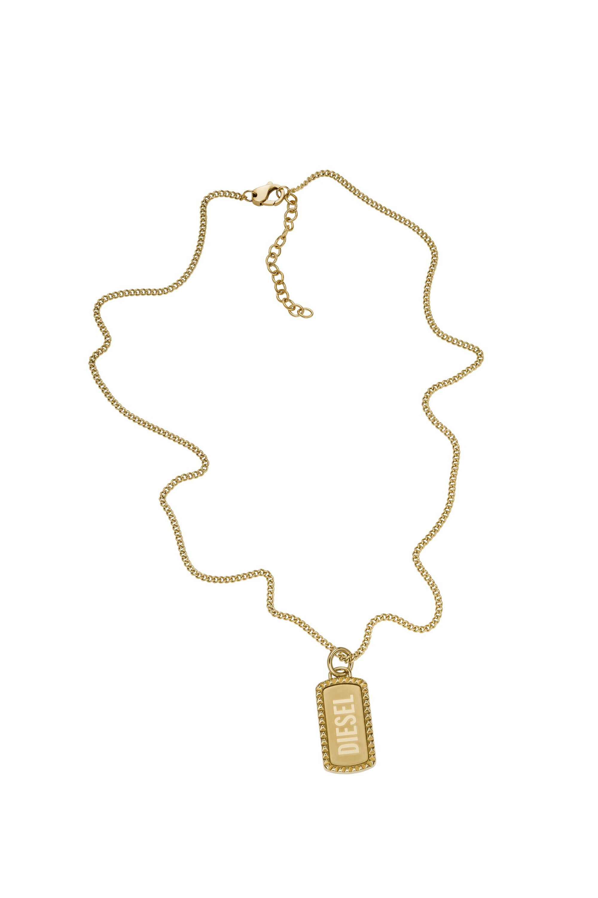 Diesel - DX1456, Unisex's Gold-Tone Stainless Steel Dog Tag Necklace in Gold - 1