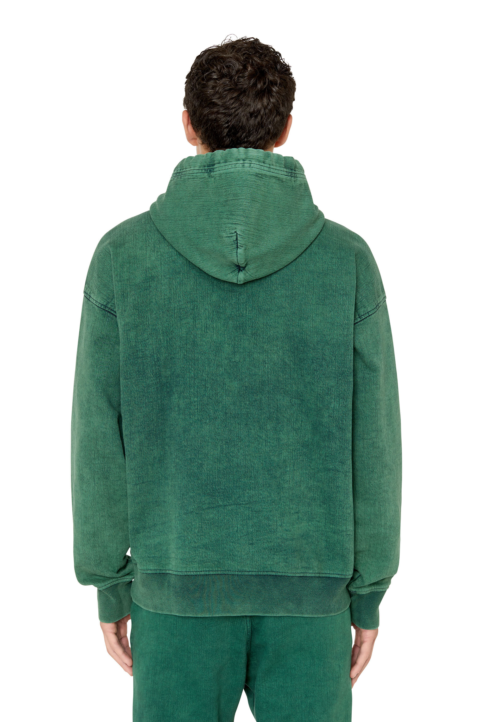 Diesel - D-UM-RIB TRACK DENIM HOODIE, Vert Foncé - Image 4