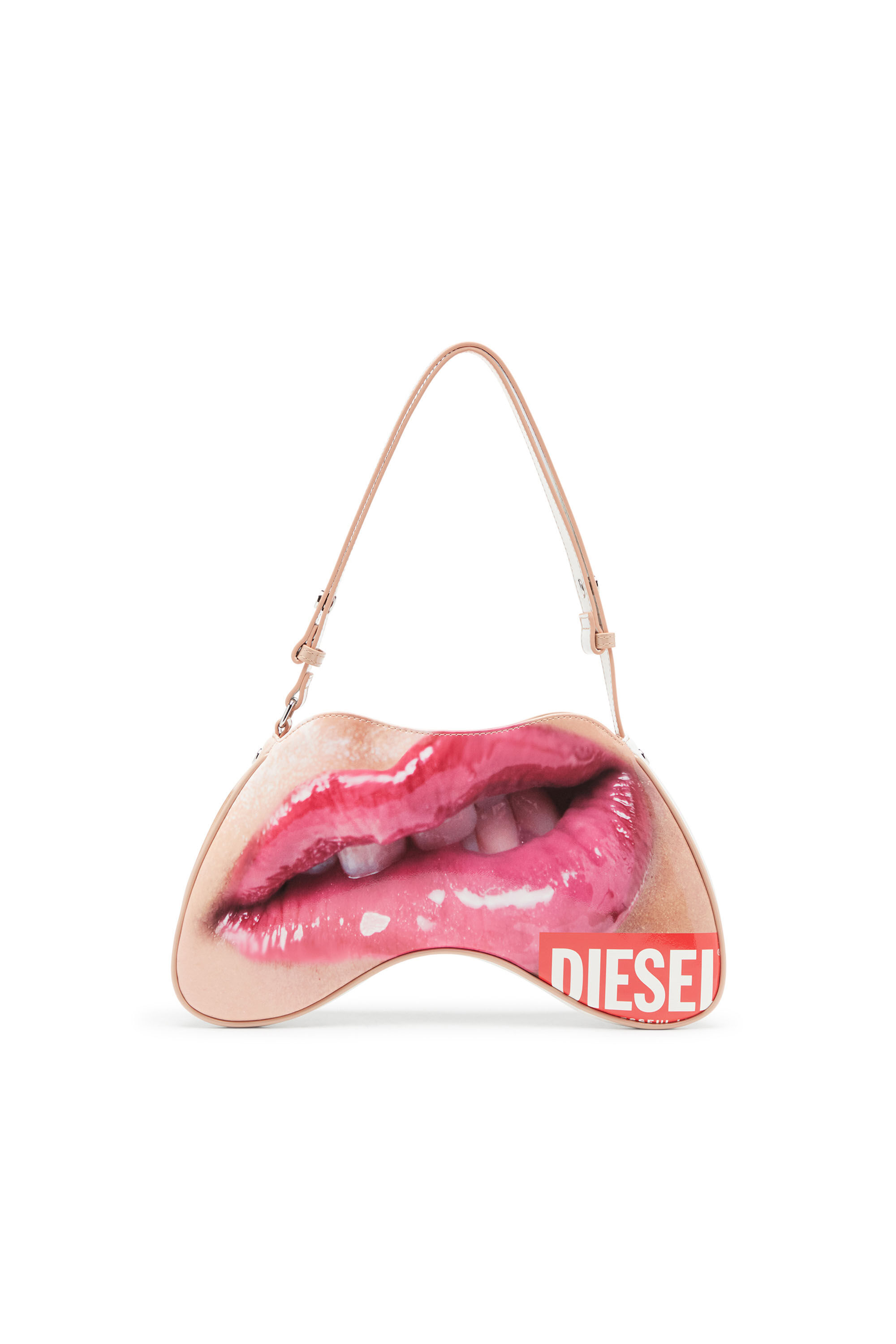 Diesel - PLAY SHOULDER, Female's Play-Shoulder bag in printed glossy PU in White - 3
