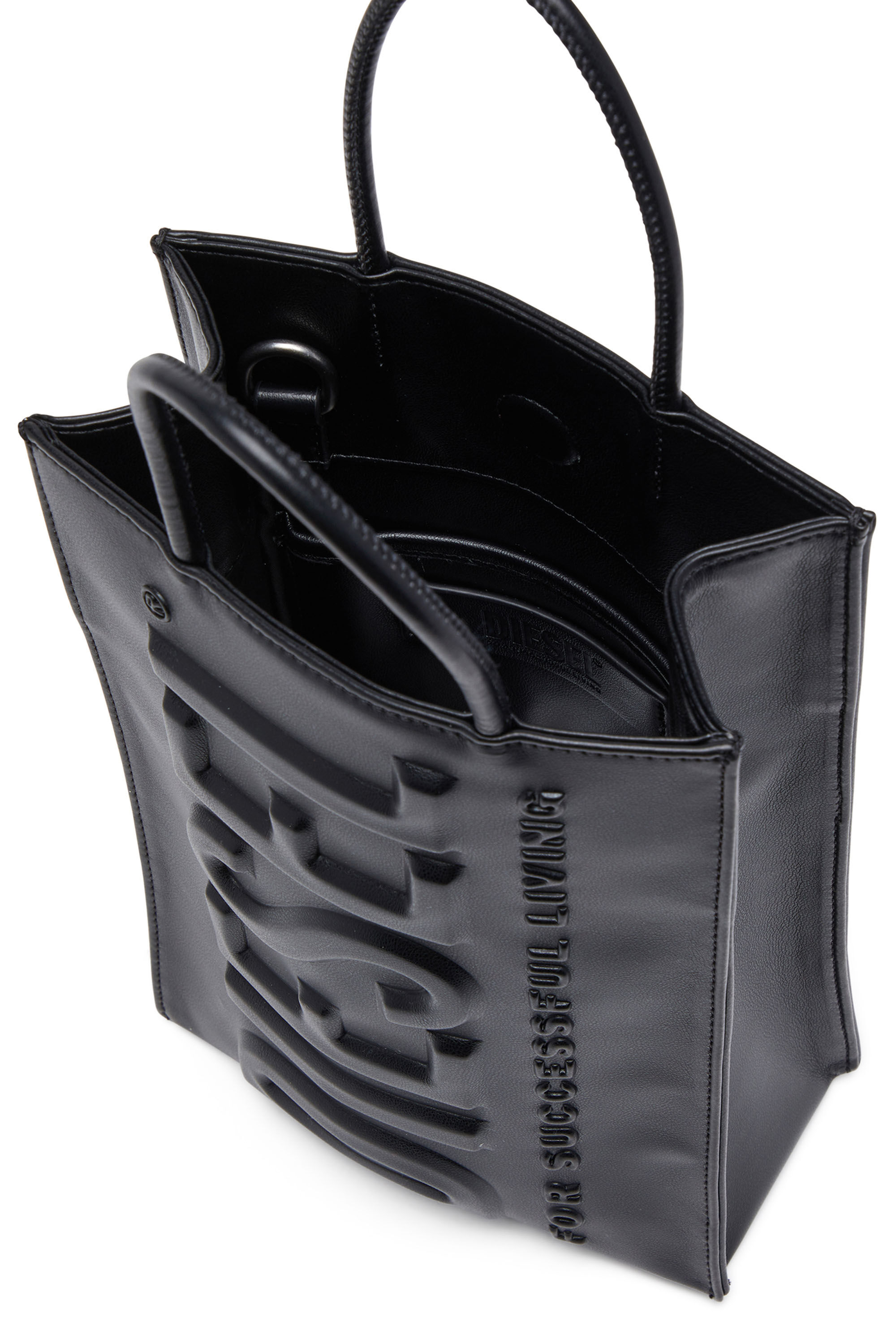 Diesel - DSL 3D SHOPPER M X, Male's Dsl 3D M-PU tote bag with embossed logo in Black - 2