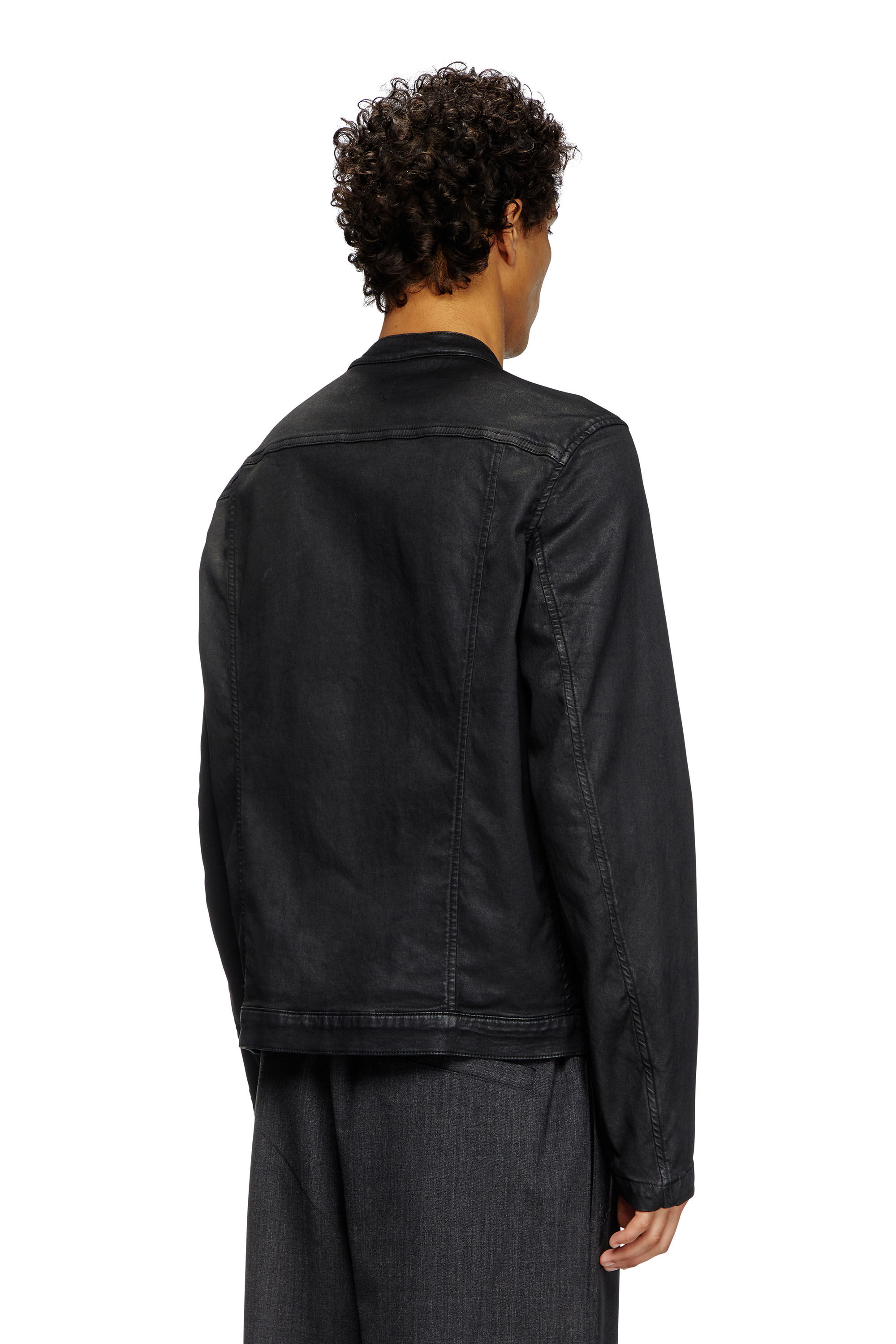 Diesel - D-GLORY JOGG, Veste biker en JoggJeans enduit Homme in Noir - 5