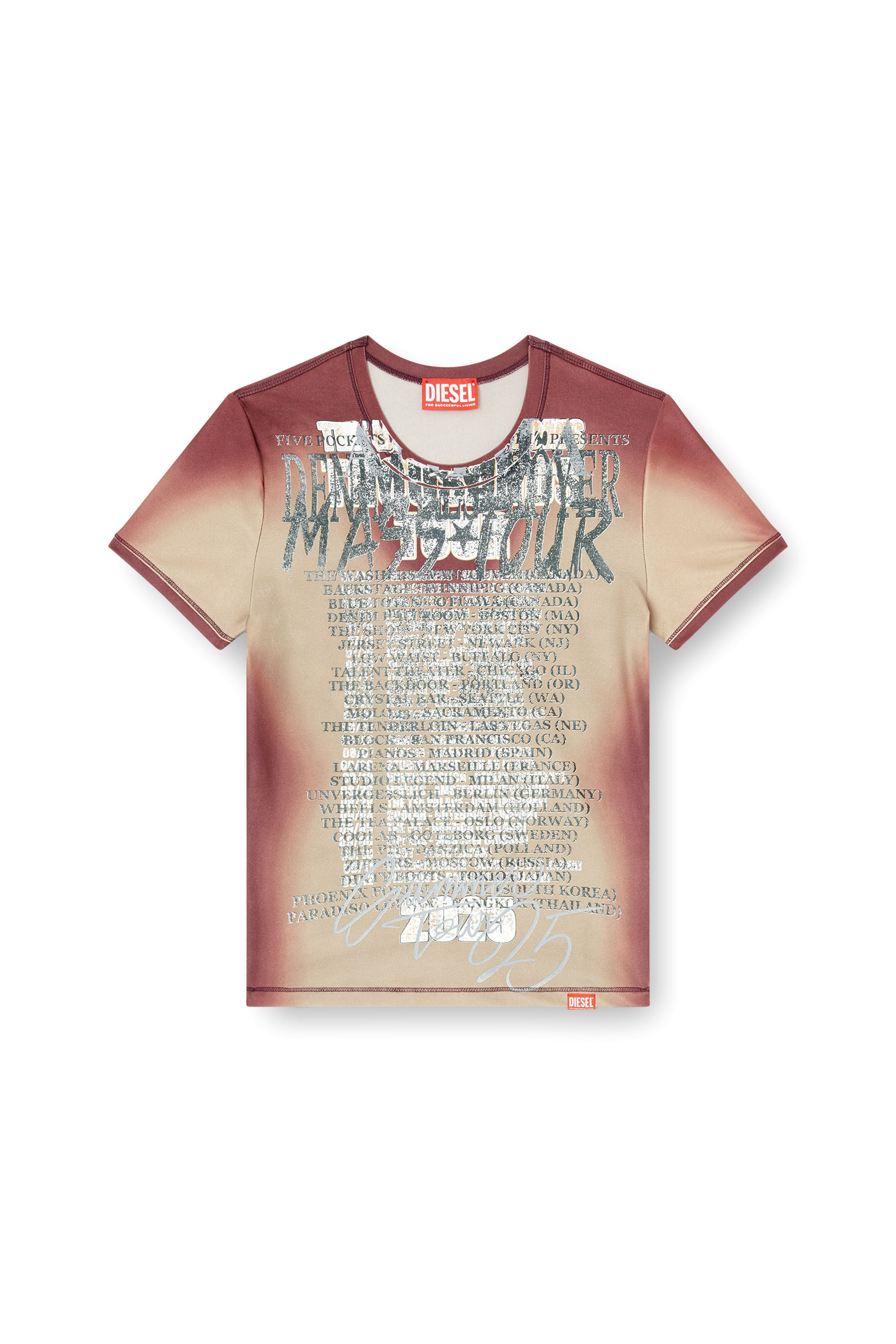 Diesel - T-KALYC, Female's Short-sleeve top with lyrics print in Brown - 2
