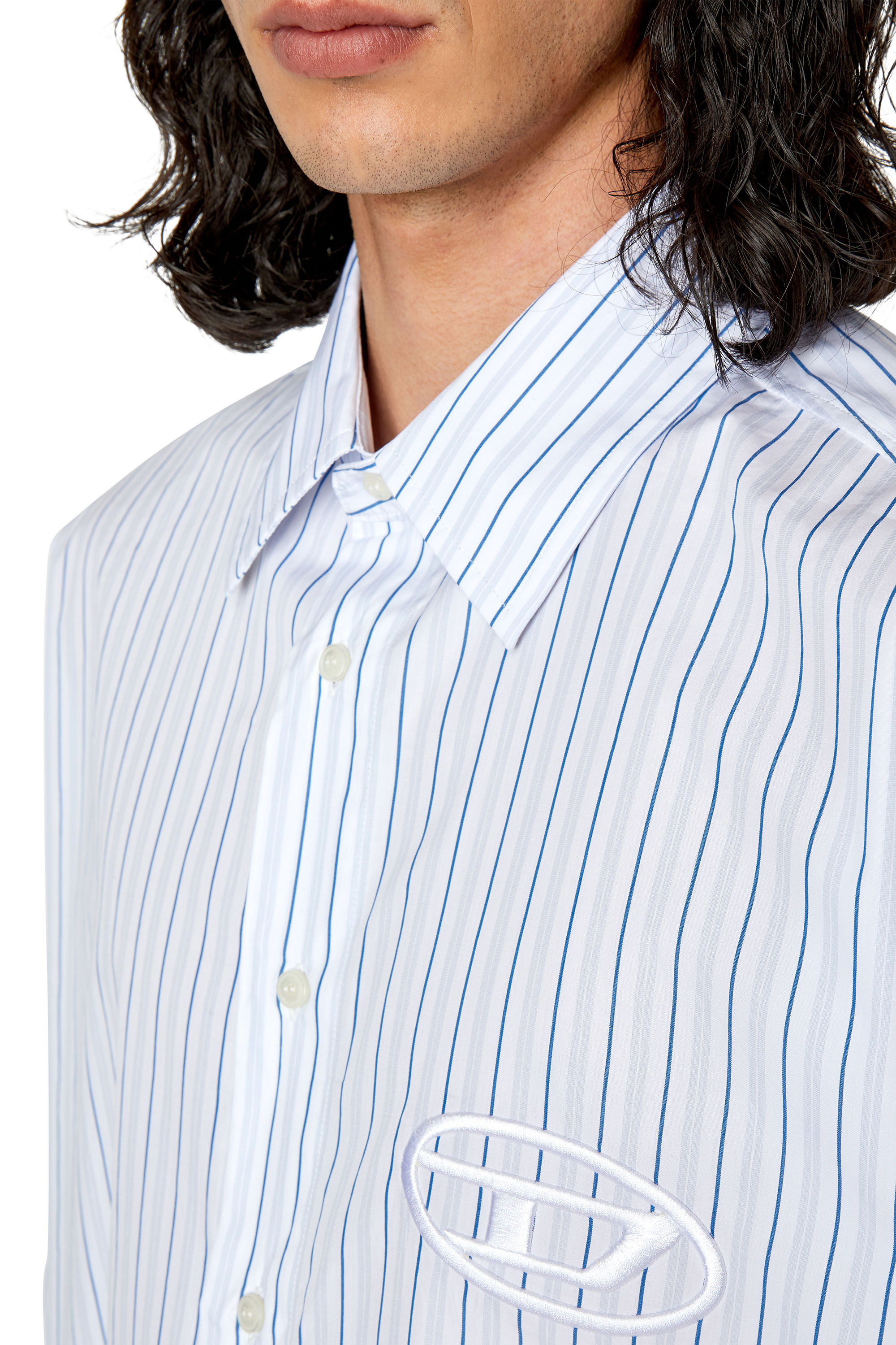 S-DOUBLY-STRIPE Man: Fine cotton shirt with striped pattern | Diesel