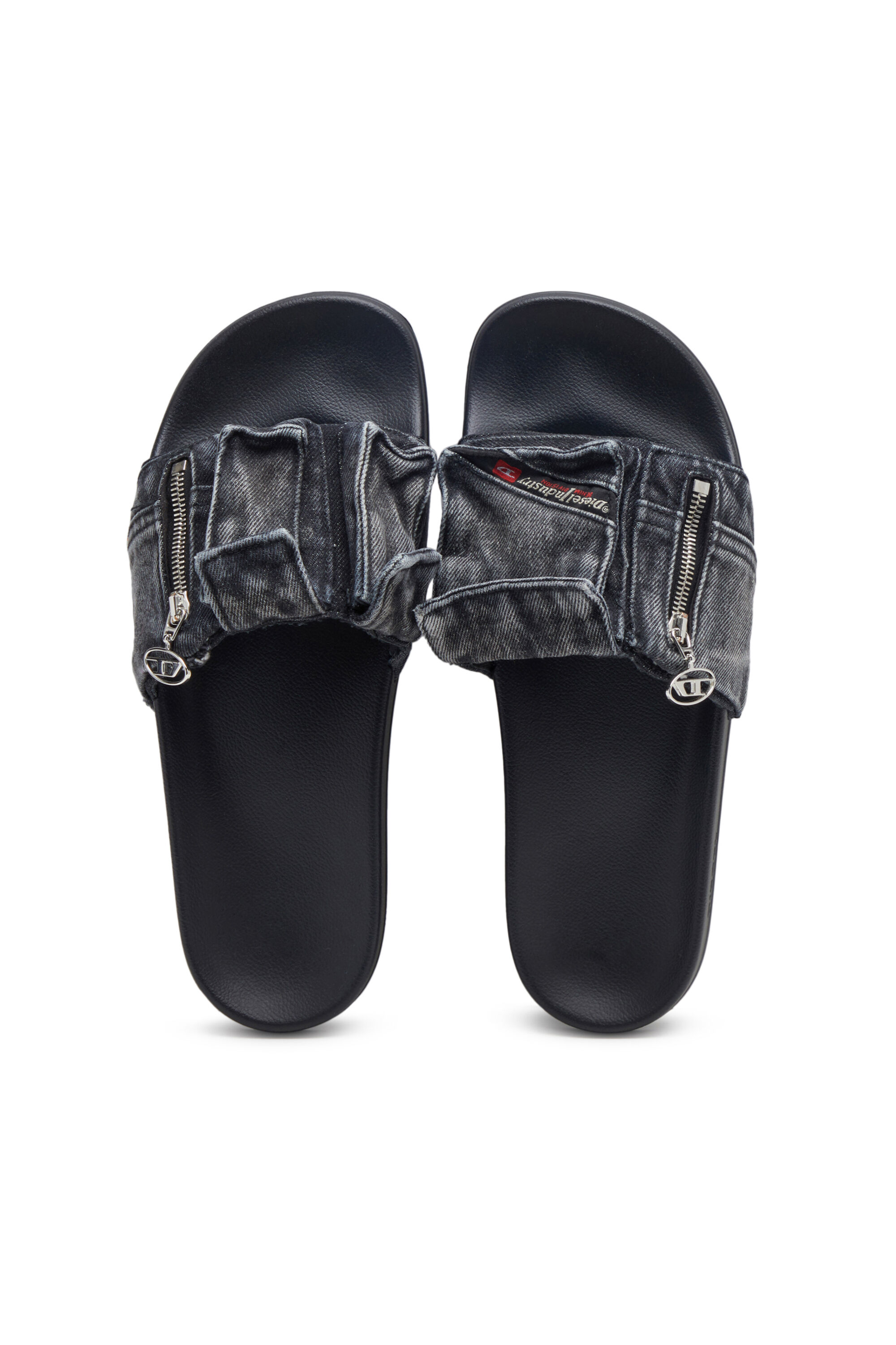 Diesel - SA-MAYEMI PK, Male's Sa-Mayemi PK - Denim pool slides with utility pockets in Black - 5