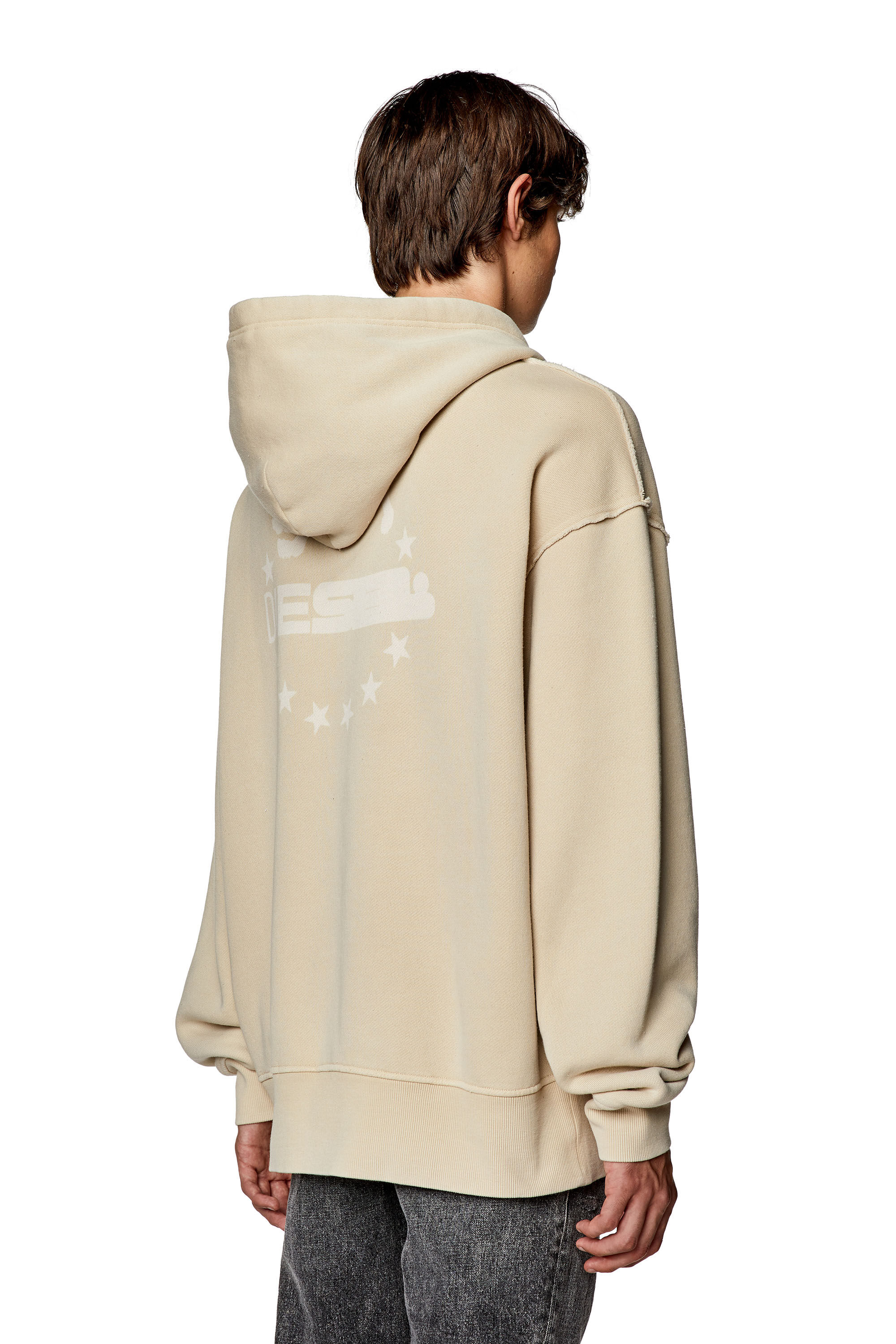 Men s Hoodie with Diesel Panther logo Beige Diesel