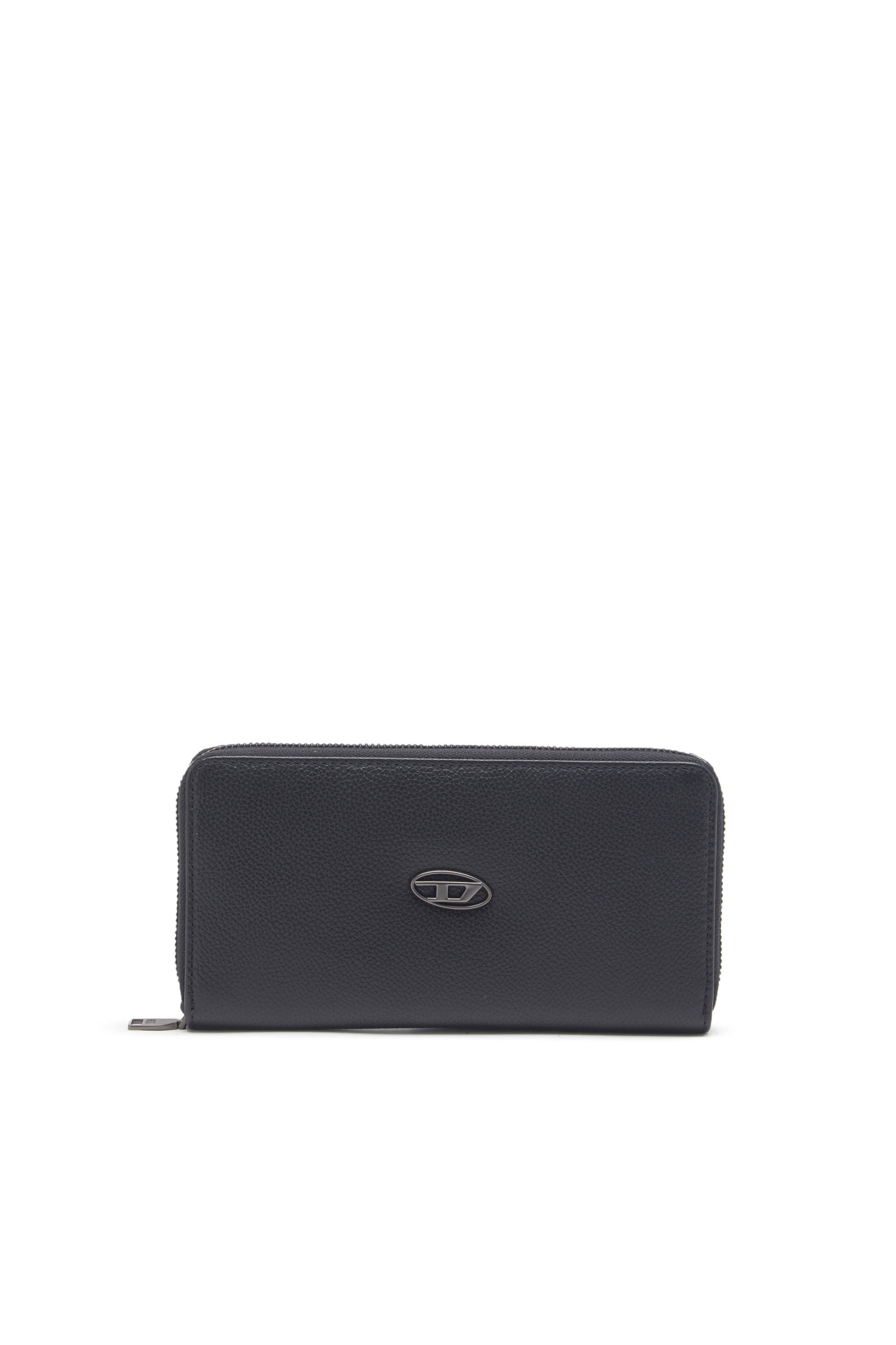 Diesel - CONTINENTAL ZIP L, Male's Leather zip-around wallet with logo plaque in Black - 1