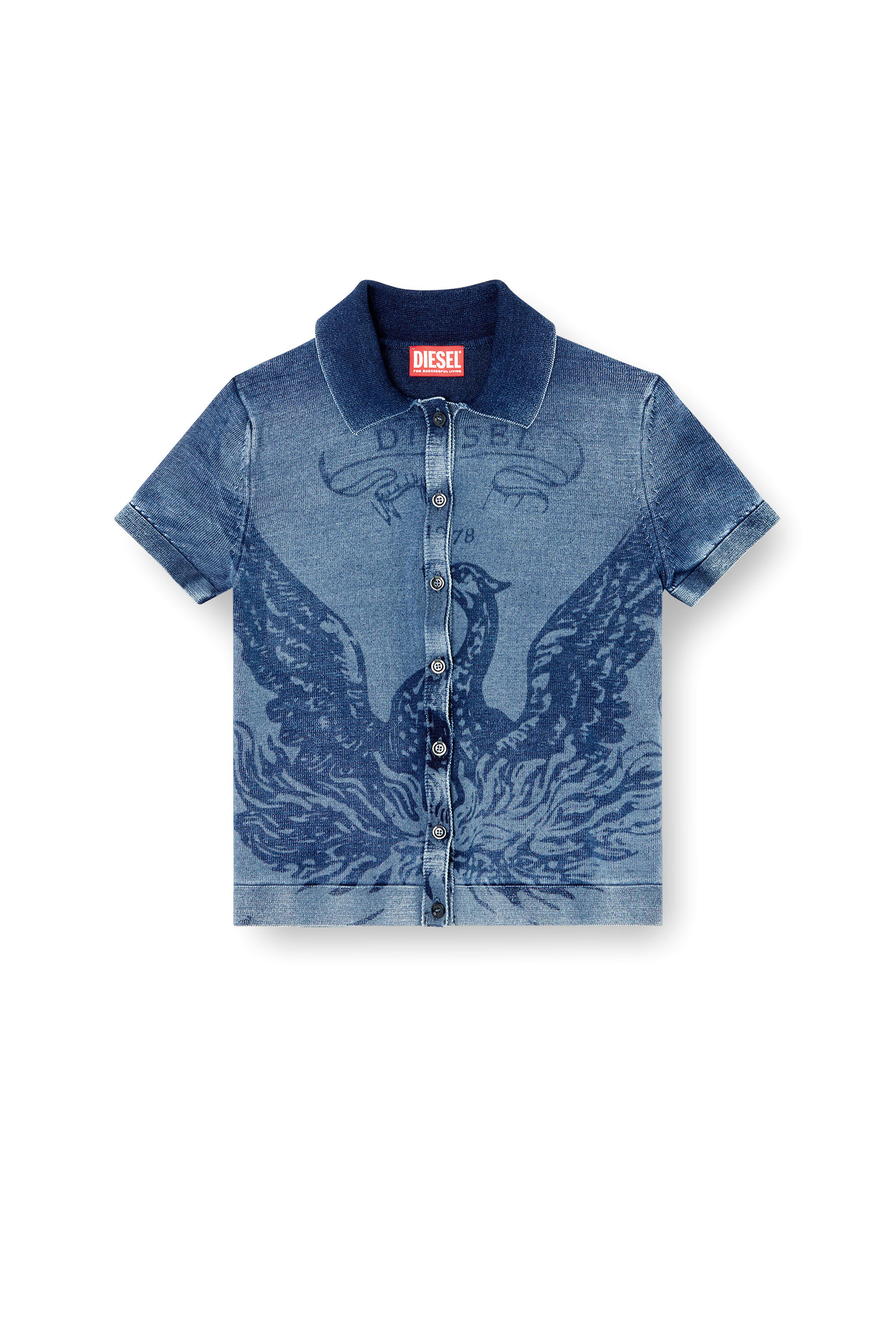 Diesel - M-FENNY, Female's Indigo shirt-cardigan with Phoenix logo in Medium Blue - 2