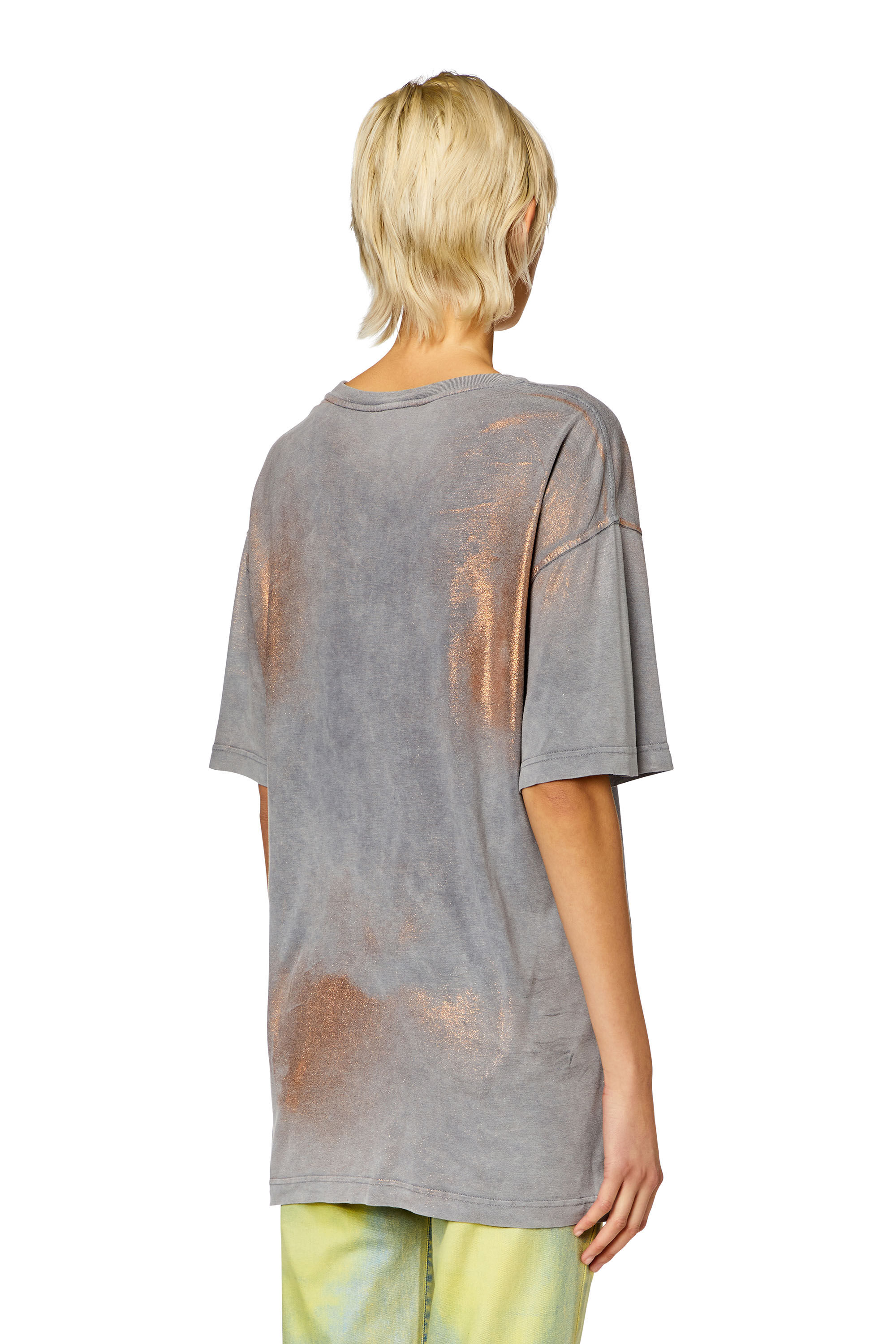 Diesel - T-BUXT, Female's Faded metallic T-shirt in Grey/Pink - 4