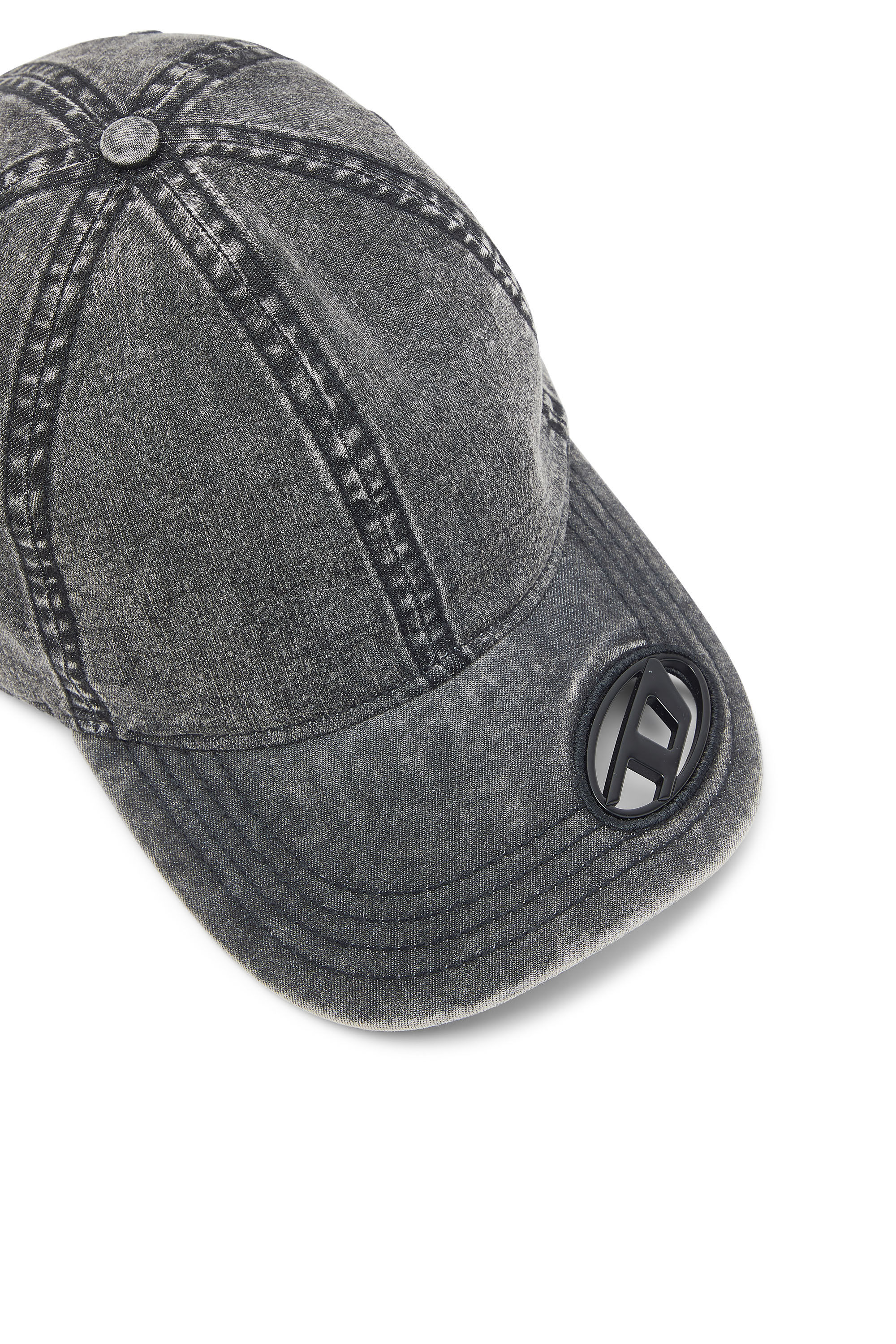 Diesel - C-AP-HOSHI, Male's Denim baseball cap with Oval D hardware in Black - 4