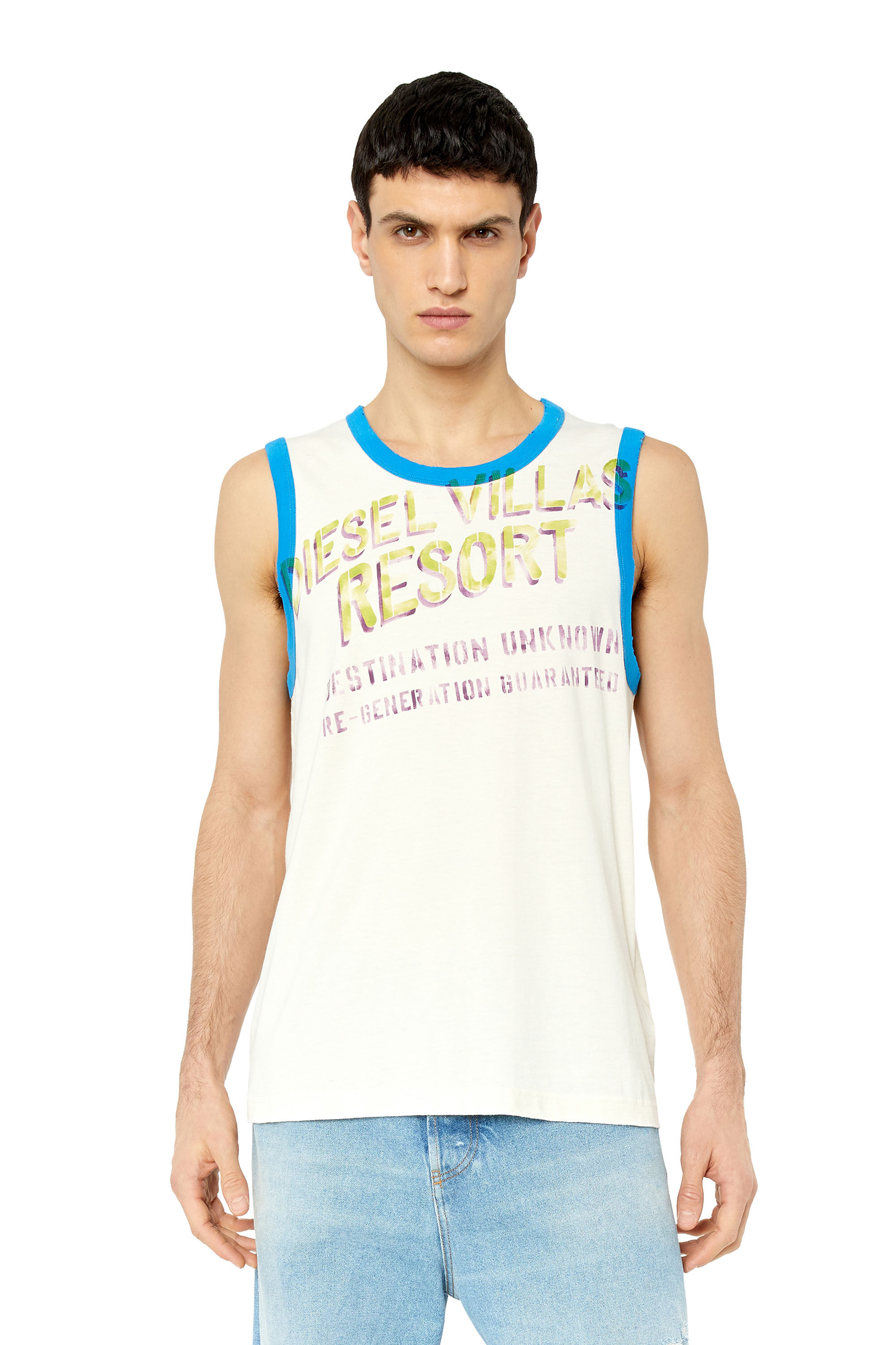 Diesel - T-HOPPY, Débardeur avec imprimé pochoir réalisé à la main Homme in Blanc - 3