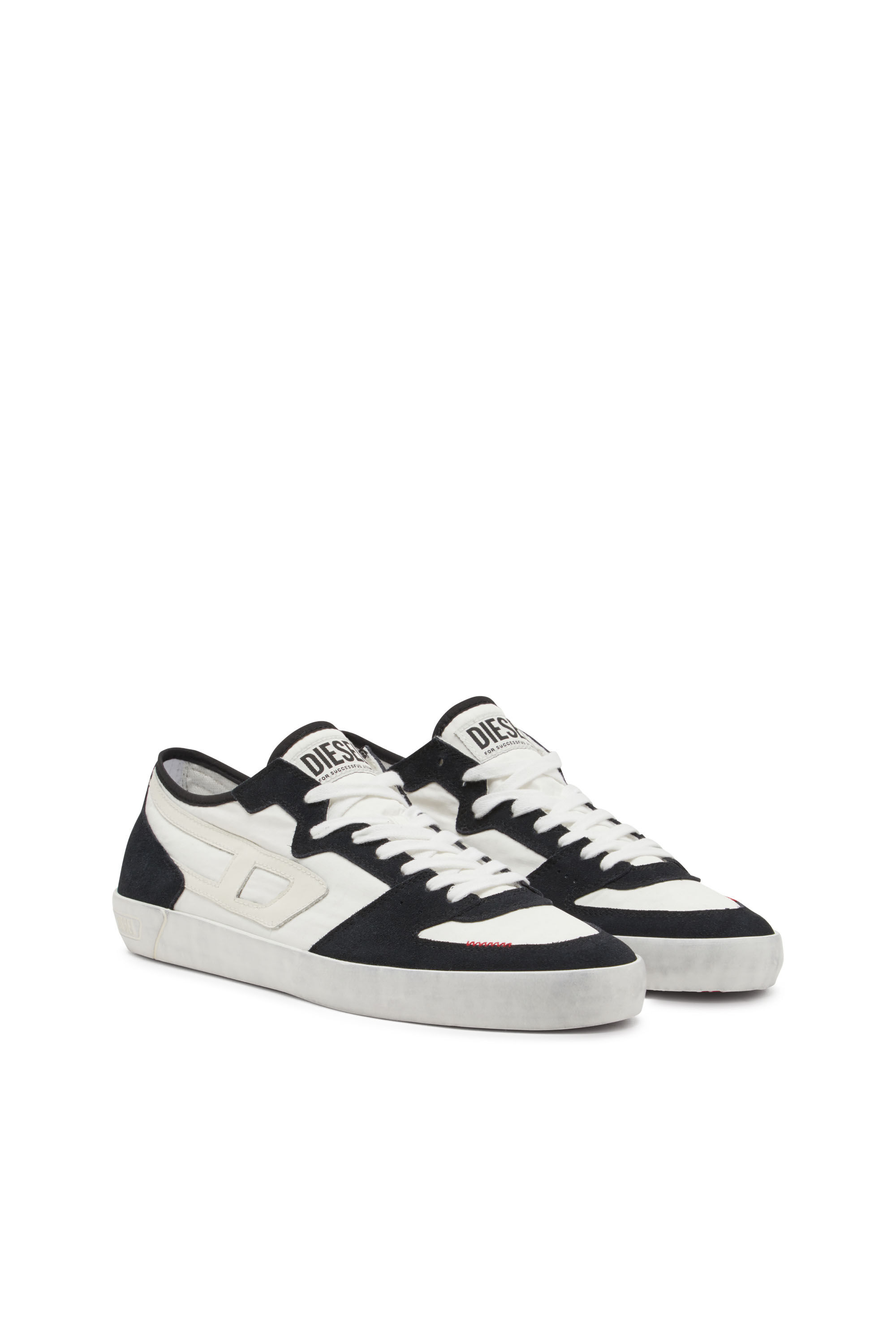 Diesel - S-LEROJI D-1 LOW, Male's S-Leroji D-Sneakers in padded ripstop and suede in Black/White - 2