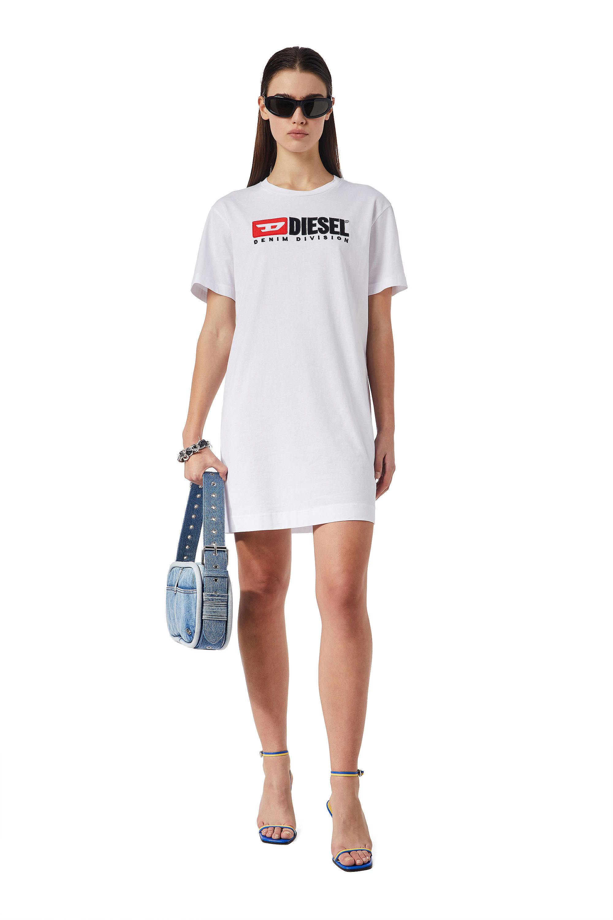 Diesel - D-EGOR-DIV, Female's T-shirt dress with logo in White - 2