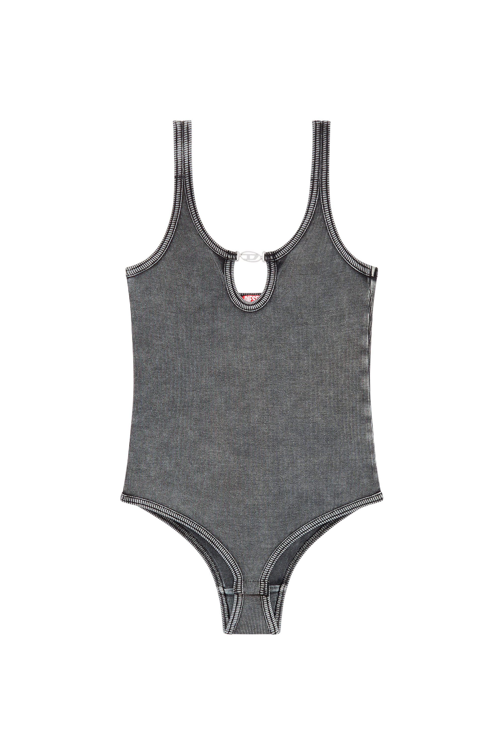 Diesel - UFBY-D-OVAL-COTTON-RIB-BODYSUIT, Gris foncé - Image 4