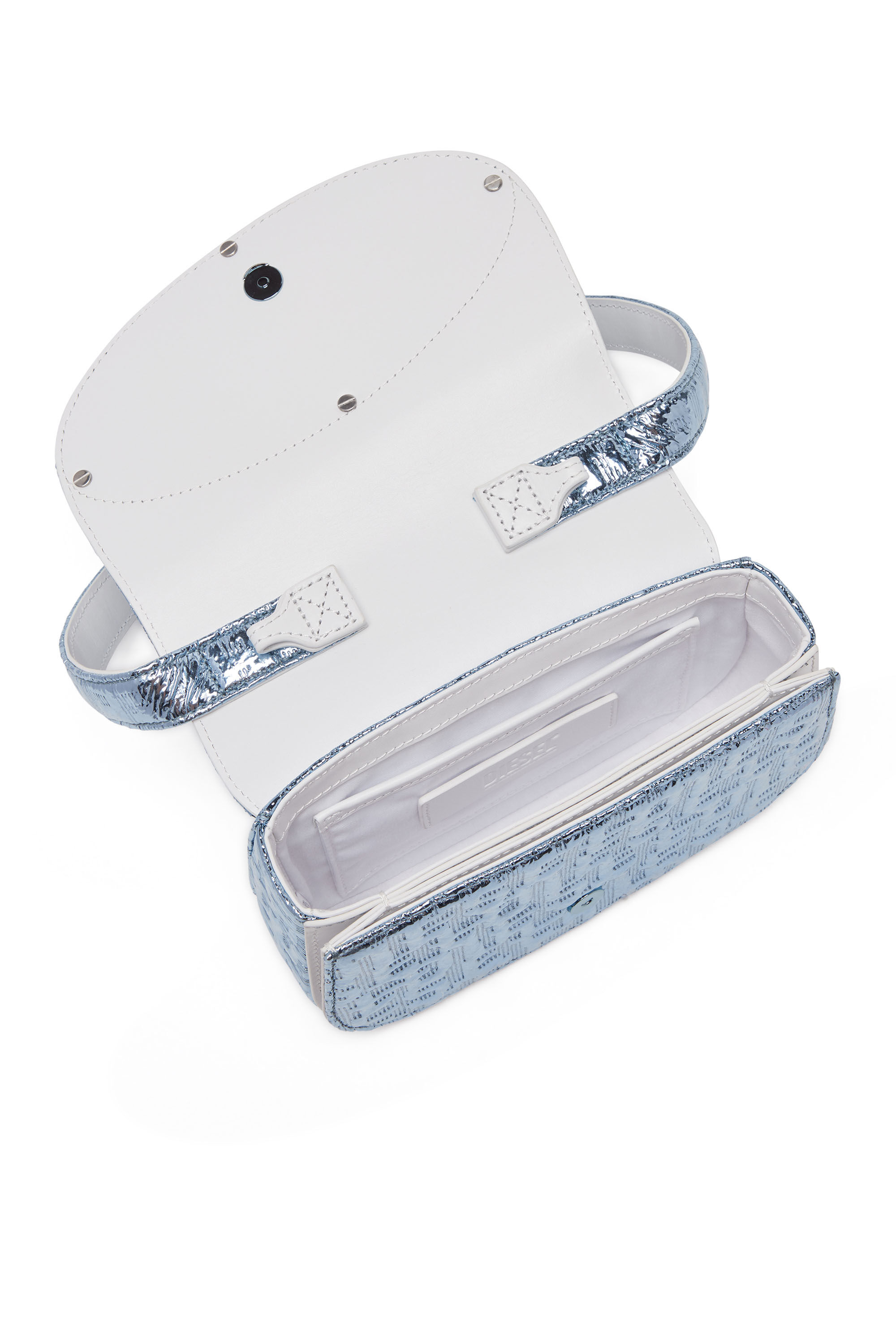 Diesel - FF-1DR SHOULDER BAG, Female's Iconic shoulder bag with metallic monogram in Azure - 2