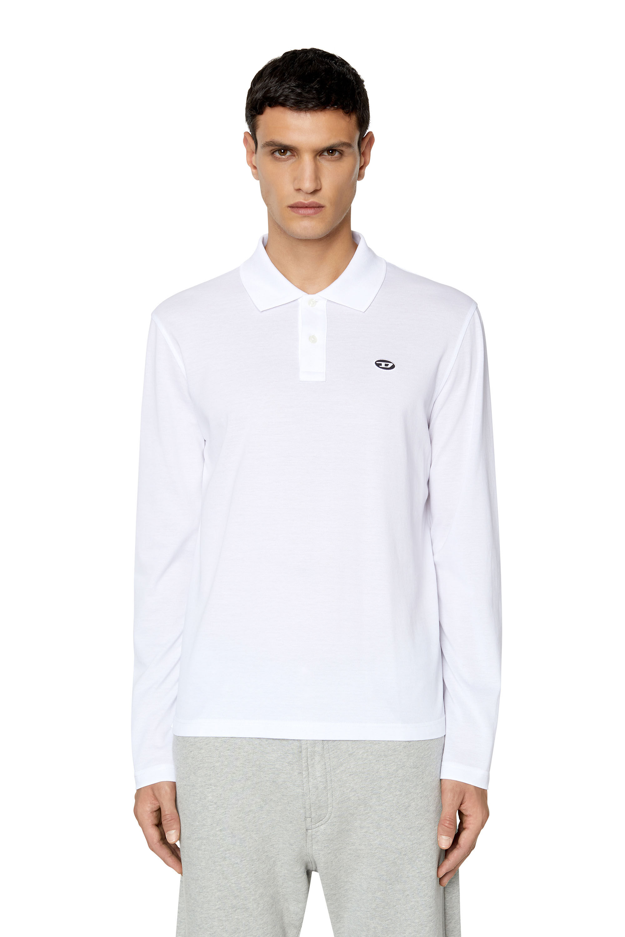 Diesel - T-SMITH-LS-DOVAL-PJ, Polo à manches longues avec empiècement D Homme in Blanc - 3