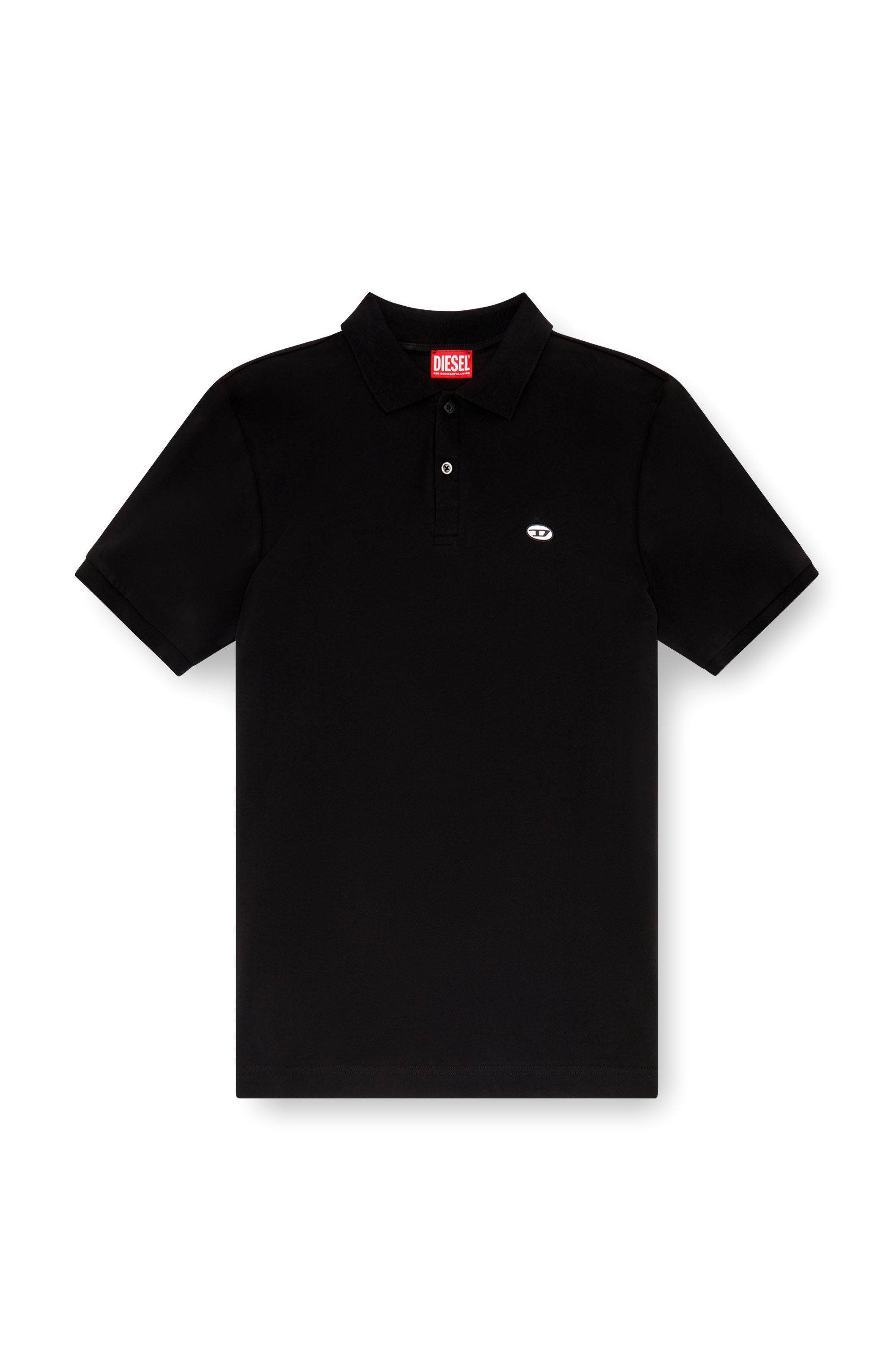 Diesel - T-REJUST-DOVAL-PJ, Male's Polo shirt with Oval D patch in Black - 2