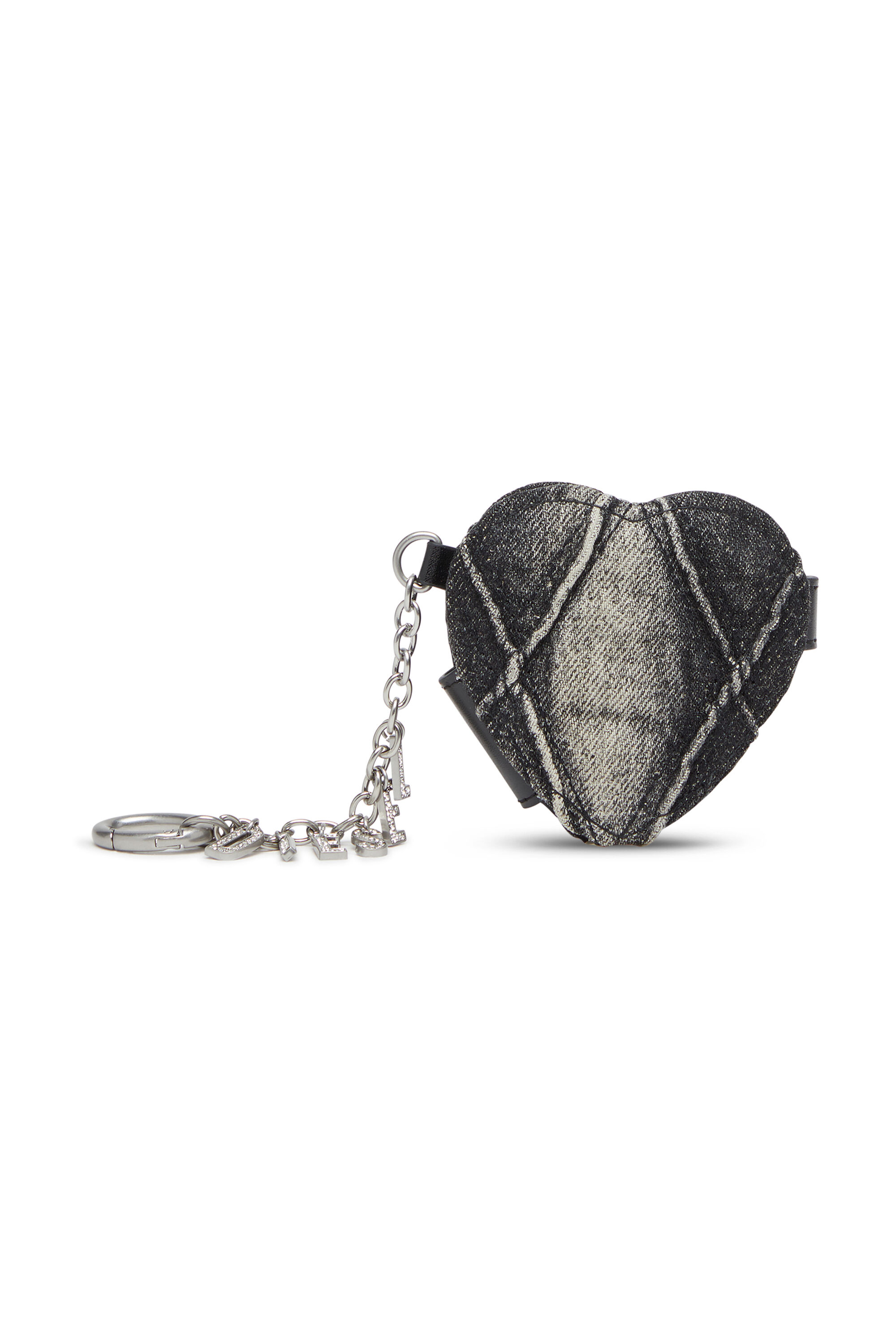 Diesel - CHARM-D MIRROR, Female's Mirror charm in argyle quilted denim in Black - 1