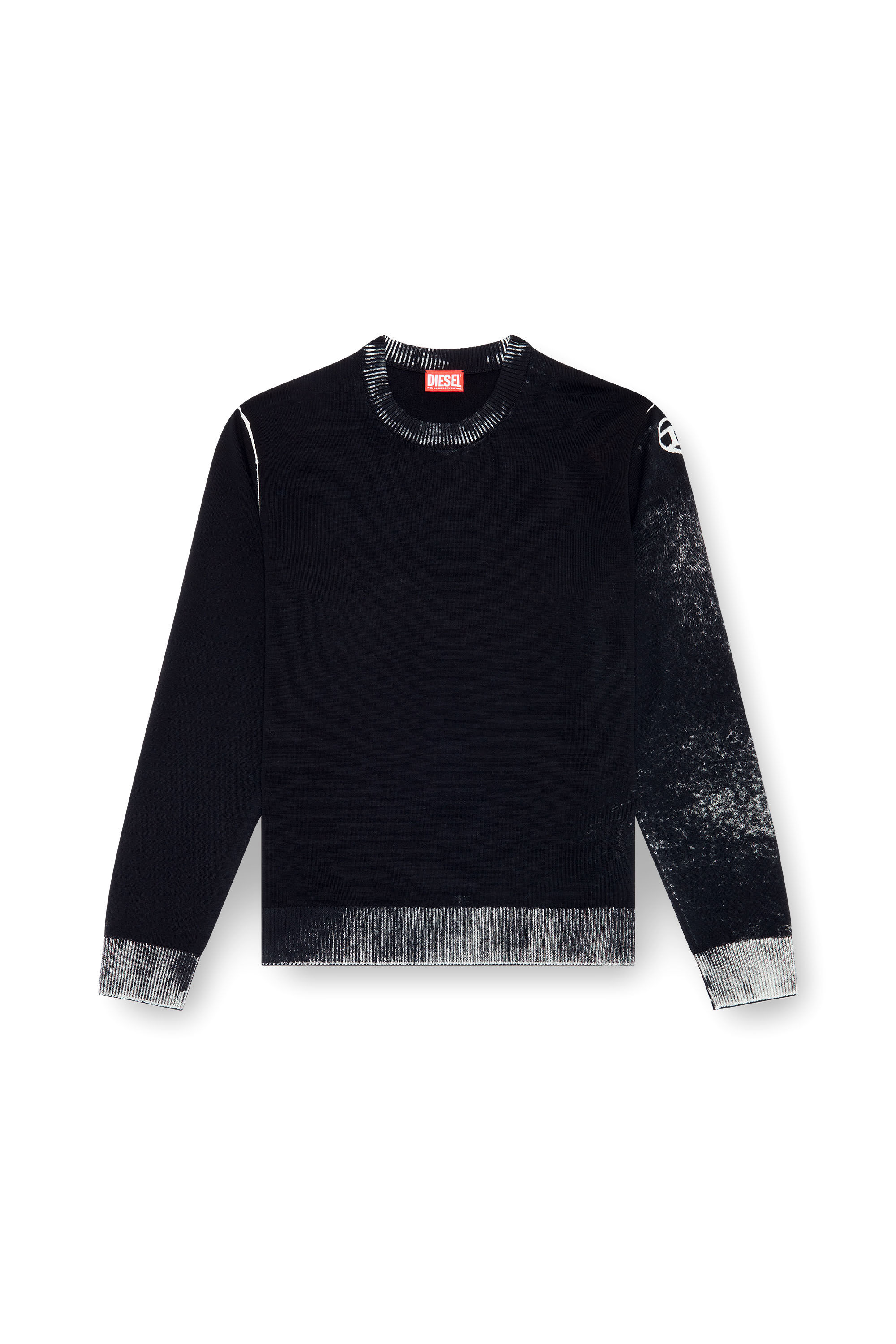 Diesel - K-LARENCE-B, Pull en coton avec imprimé inversé Homme in Noir - 2