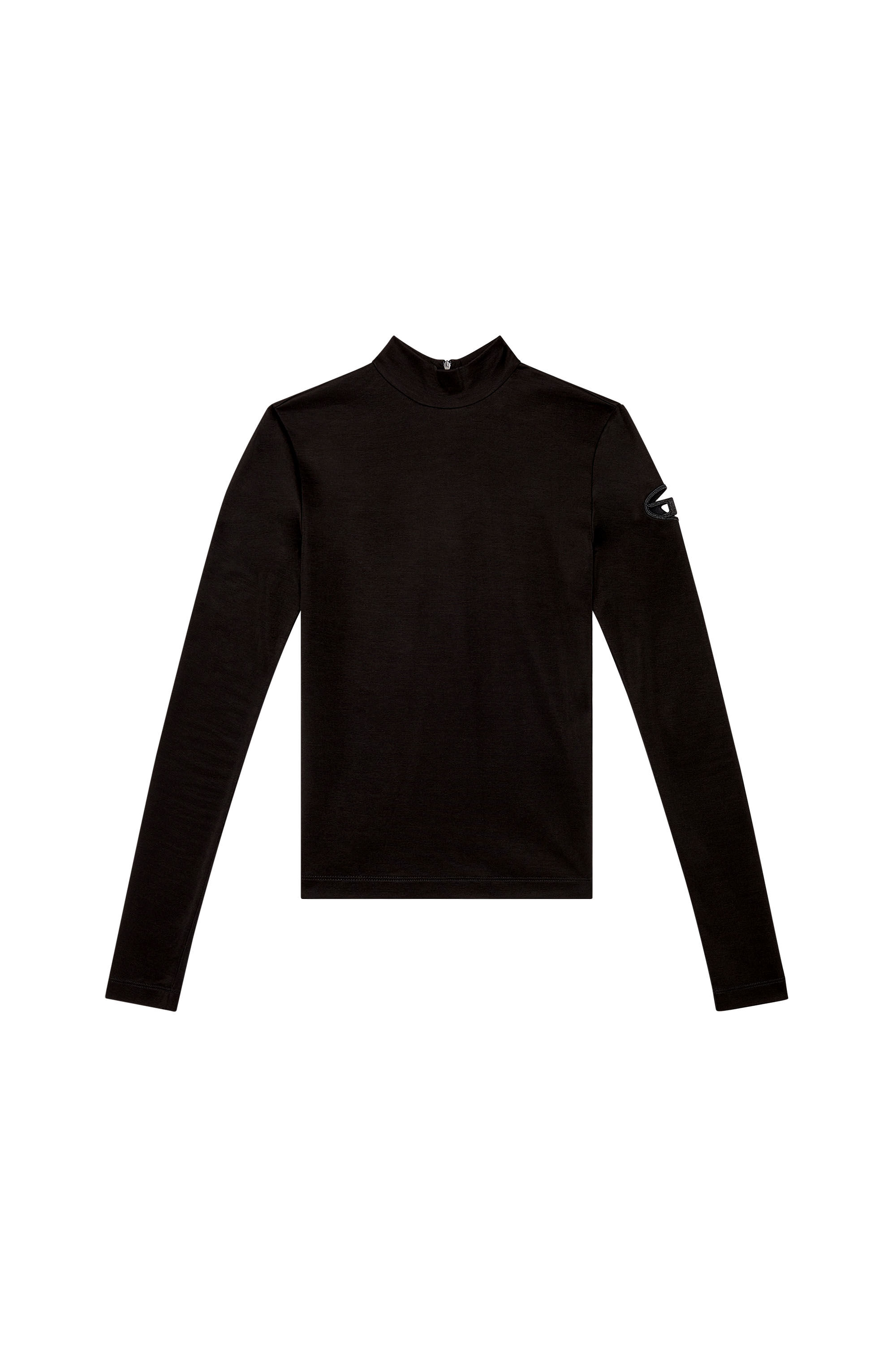 Diesel - T-ASTRA-OD, Top à col montant en interlock stretch Femme in Noir - 2