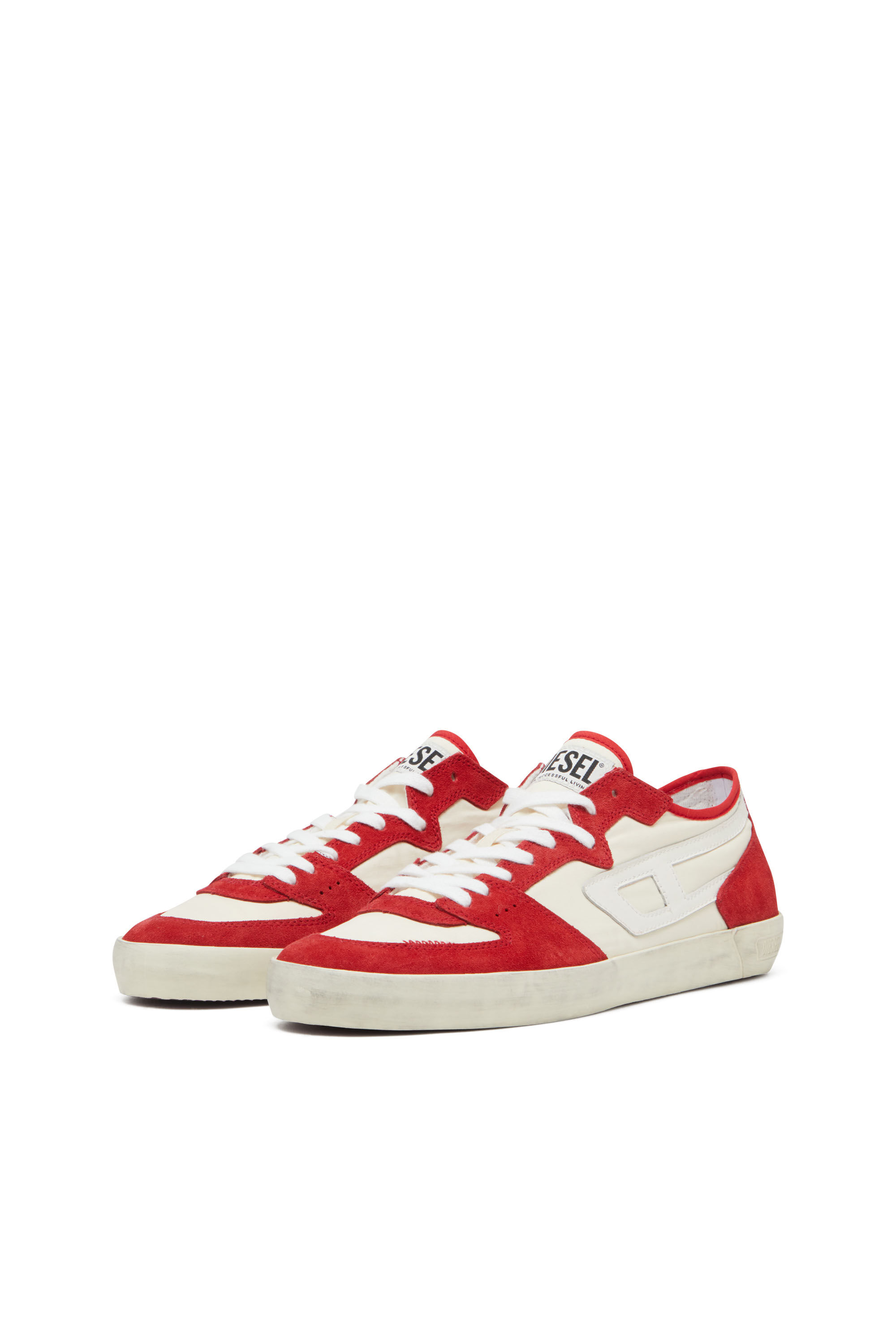 Diesel - S-LEROJI D-1 LOW, Male's S-Leroji D-Sneakers in padded ripstop and suede in Red/White - 8