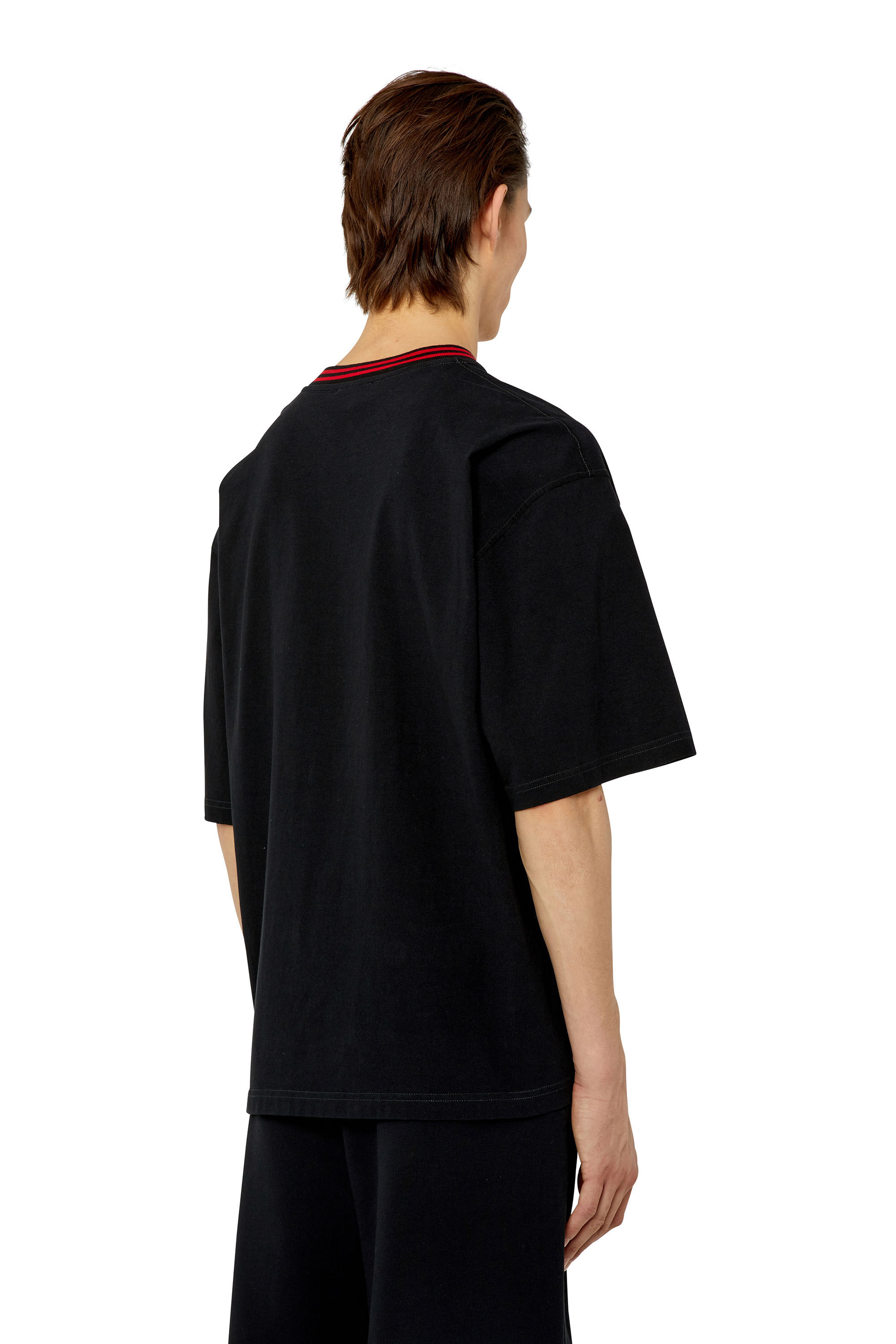 Diesel - T-KROWN, T-shirt avec col à logo Homme in Noir - 5