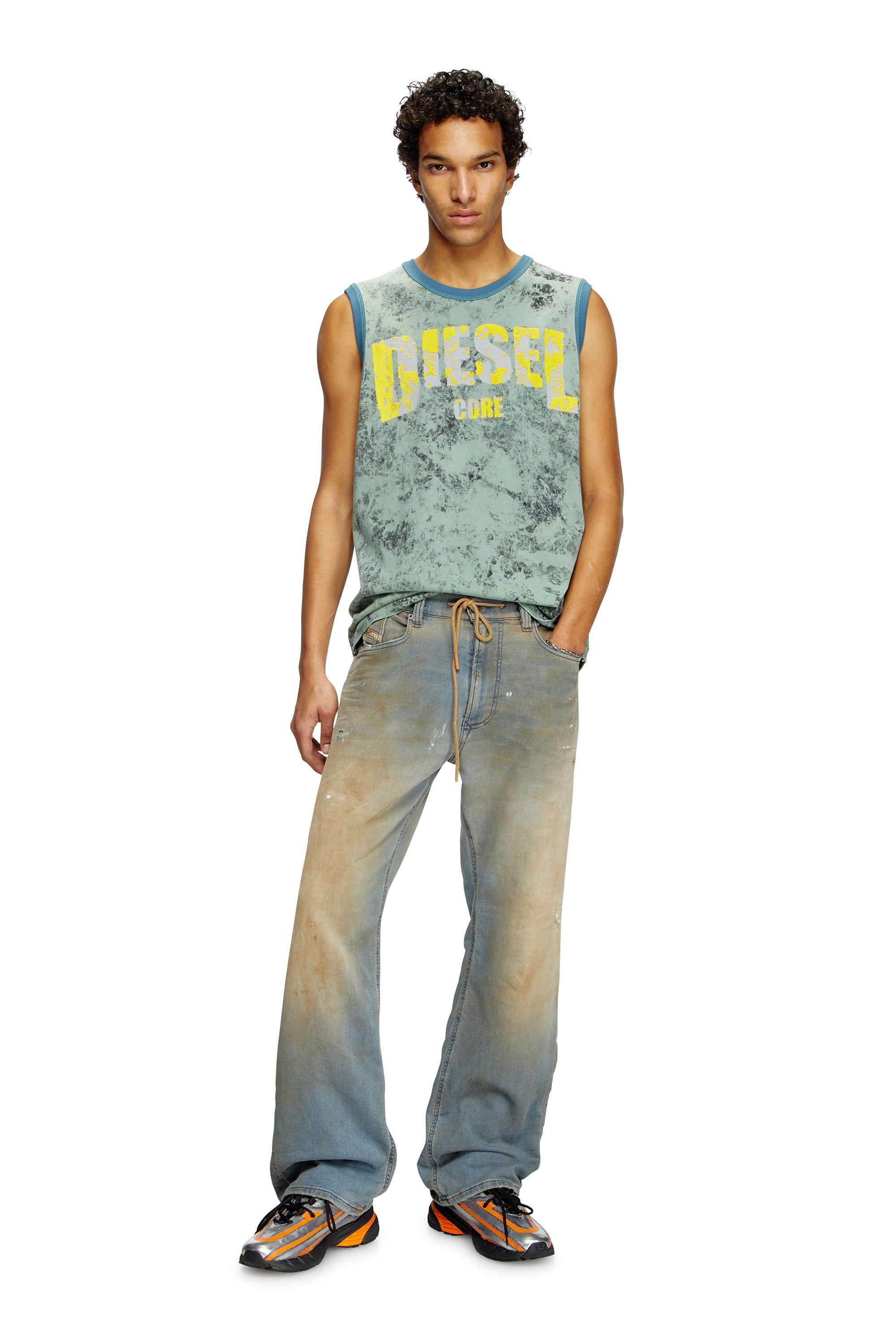 Diesel - T-BISCO-R1, Débardeur traité avec logo Diesel Core Homme in Vert - 1