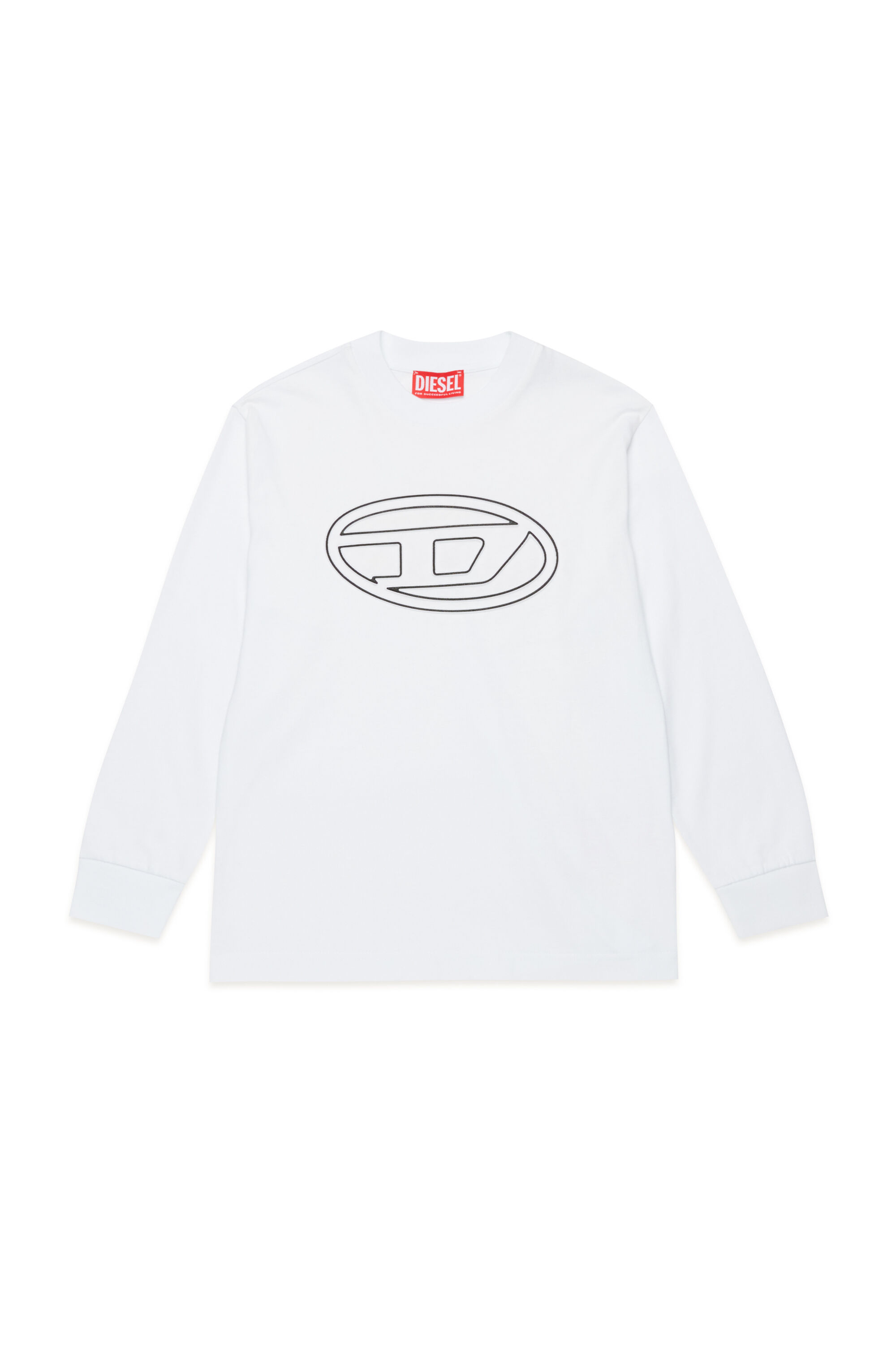 Diesel - TJUSTBIGOVALS OVER, Male's Long sleeved t-shirt with large oval D logo in White - 1