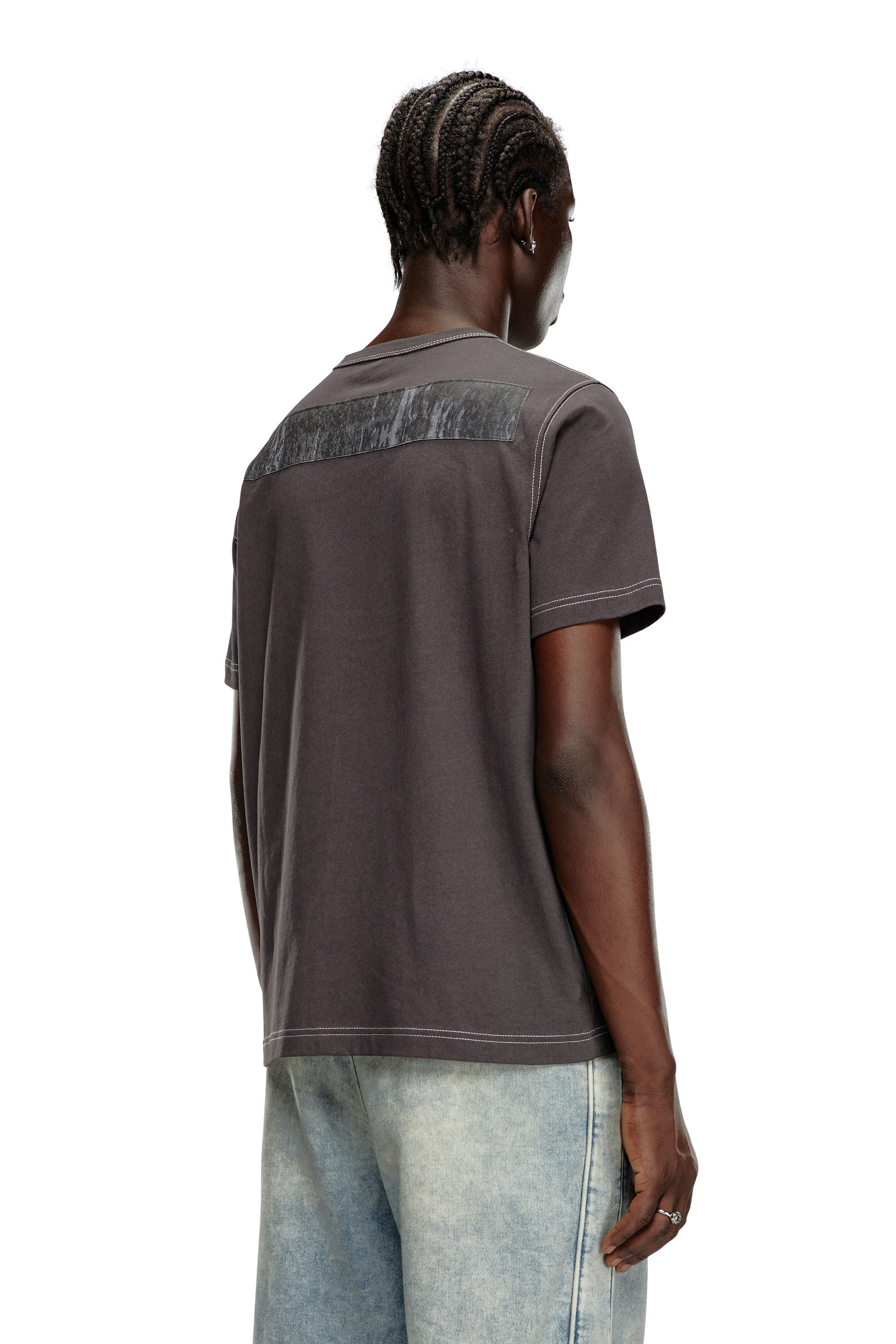 Diesel - T-ADJUST-Q1, T-shirt avec empiècements graphiques Homme in Gris - 4