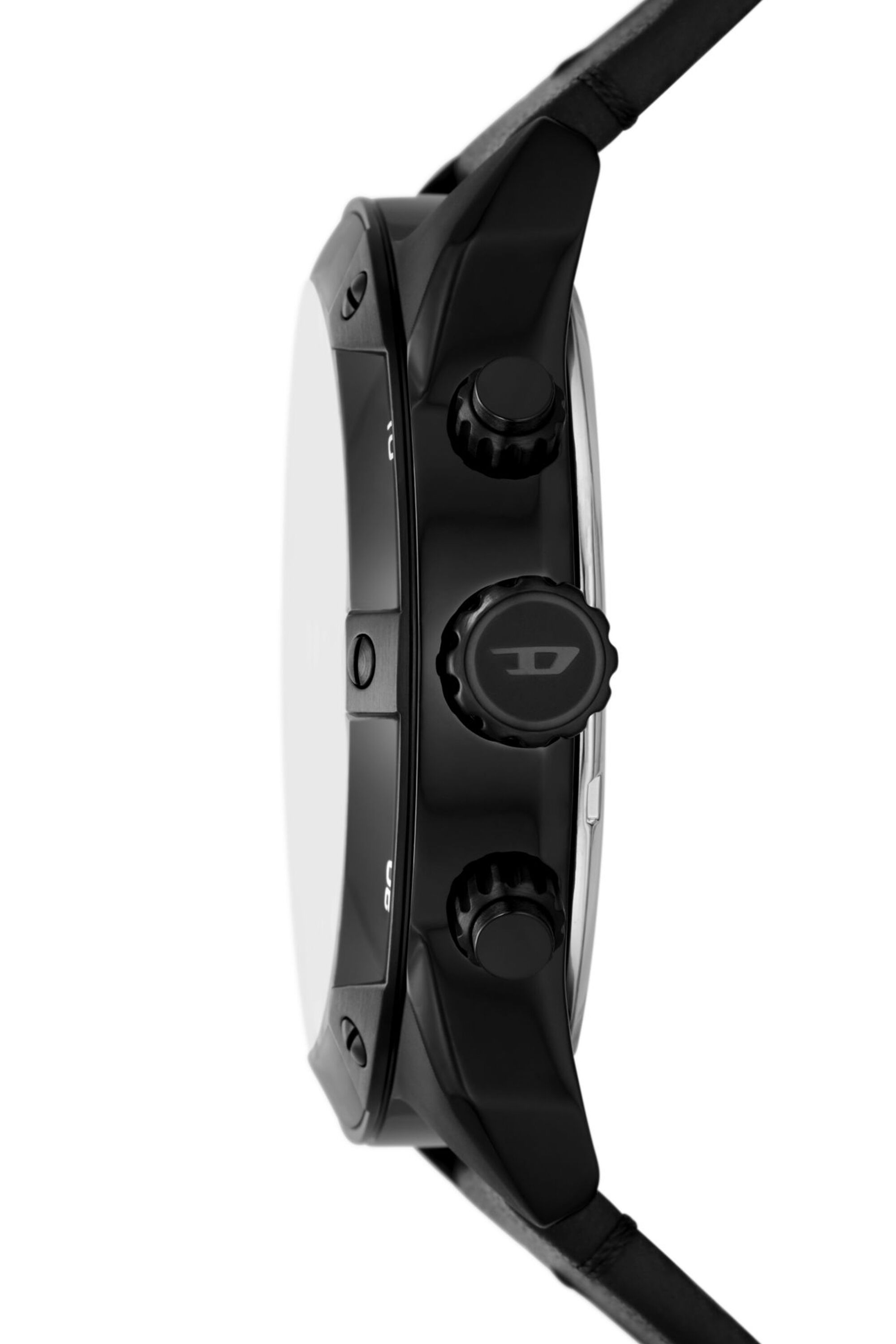 Men's Spiked chronograph black leather watch | Black | Diesel Men's Spiked chronograph black leather watch | Black | Diesel