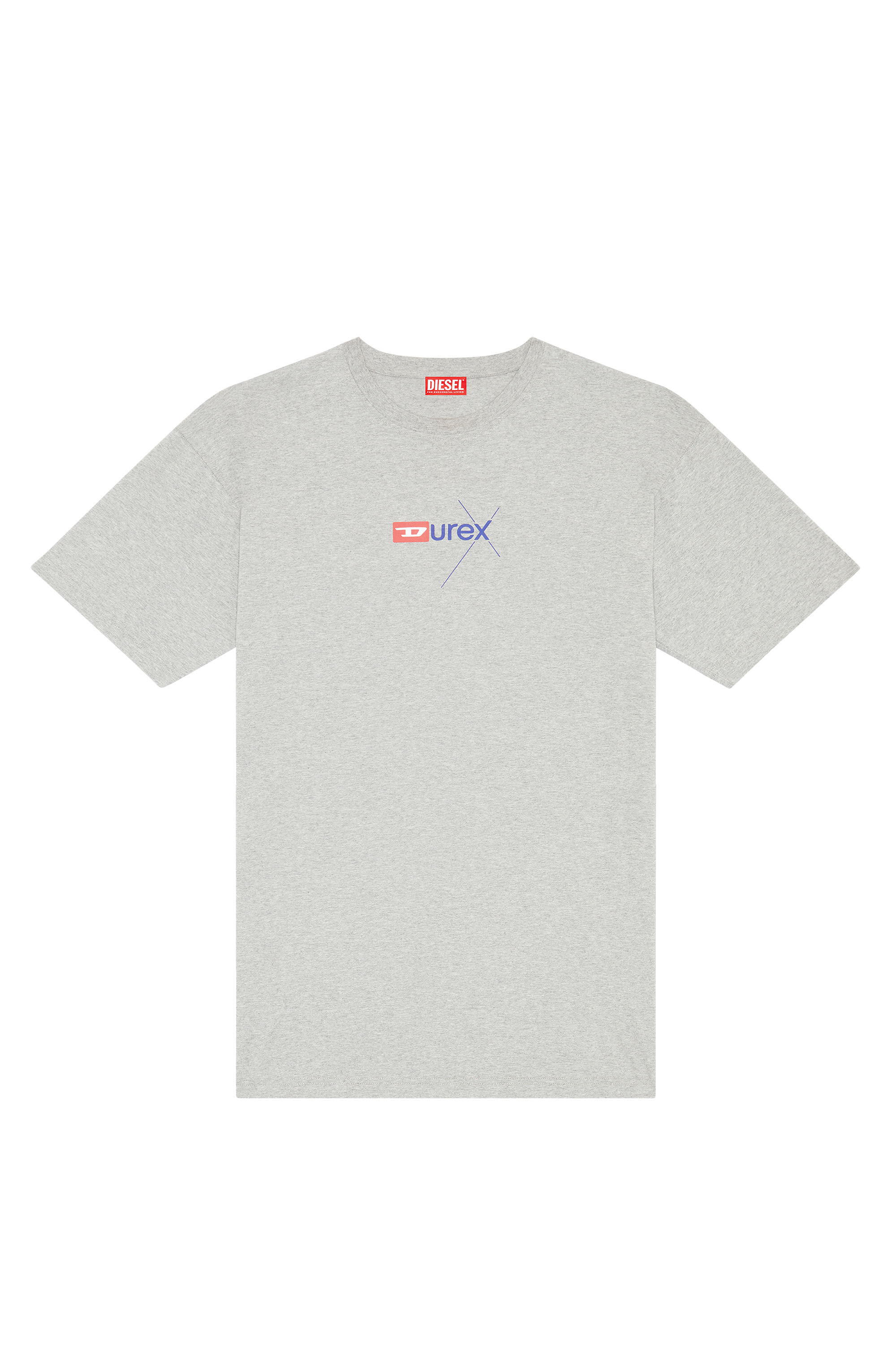 Men's Mélange T-shirt with Durex logo | Grey | Diesel Men's Mélange T-shirt with Durex logo | Grey | Diesel
