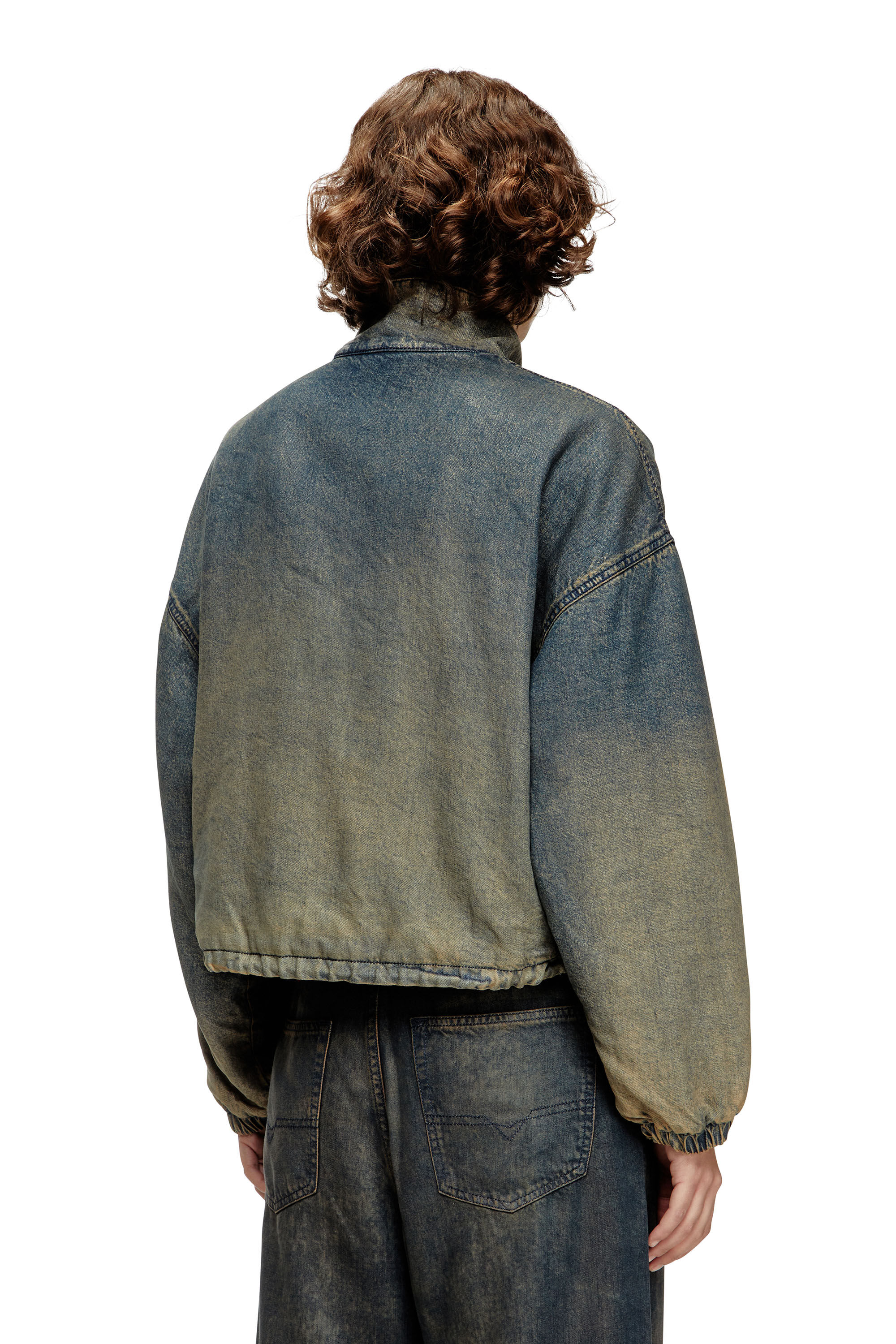 Diesel - DE-FLOWER-S, Veste zippée en denim fluide nuancé Femme in Bleu - 5