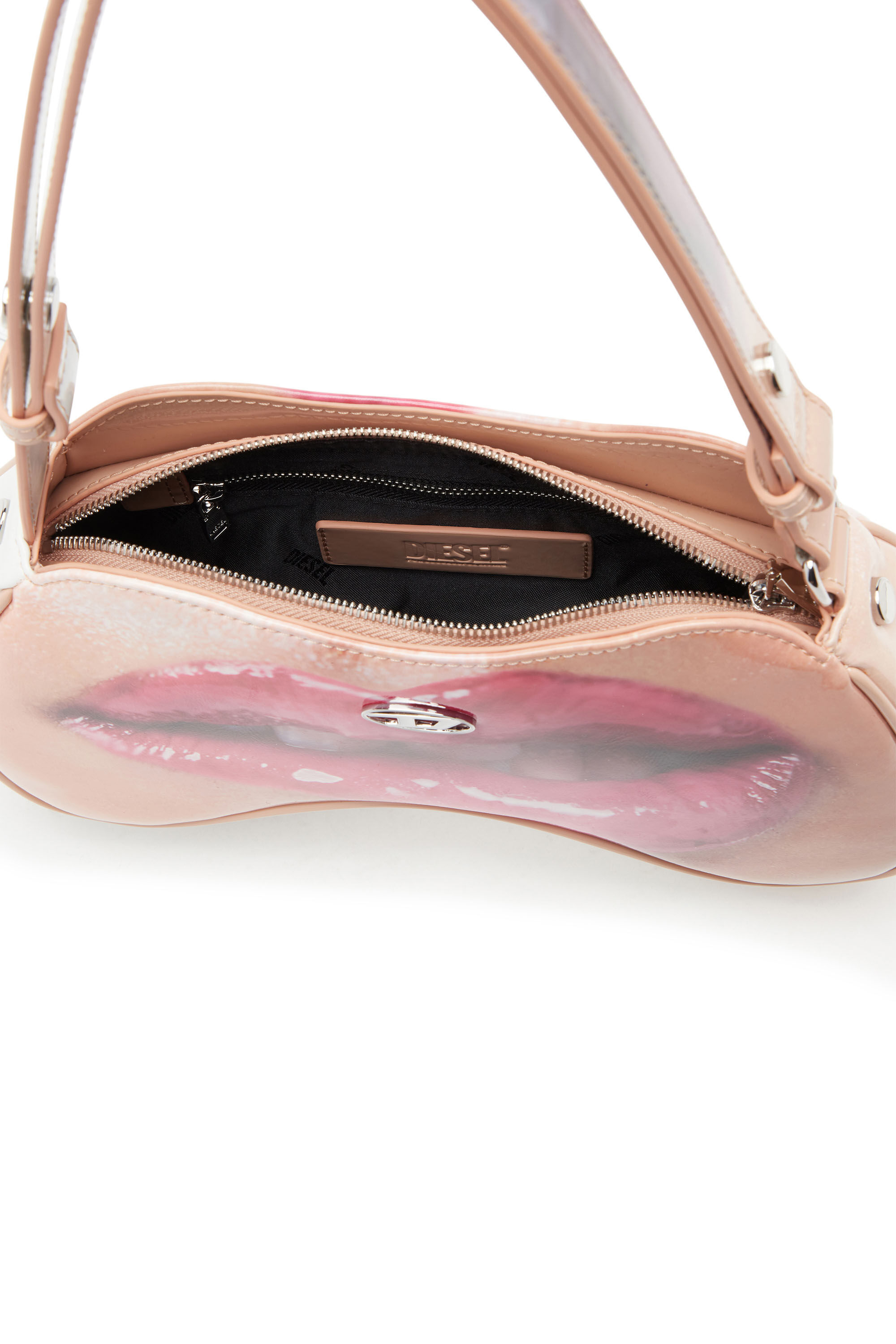 Diesel - PLAY SHOULDER, Female's Play-Shoulder bag in printed glossy PU in White - 2