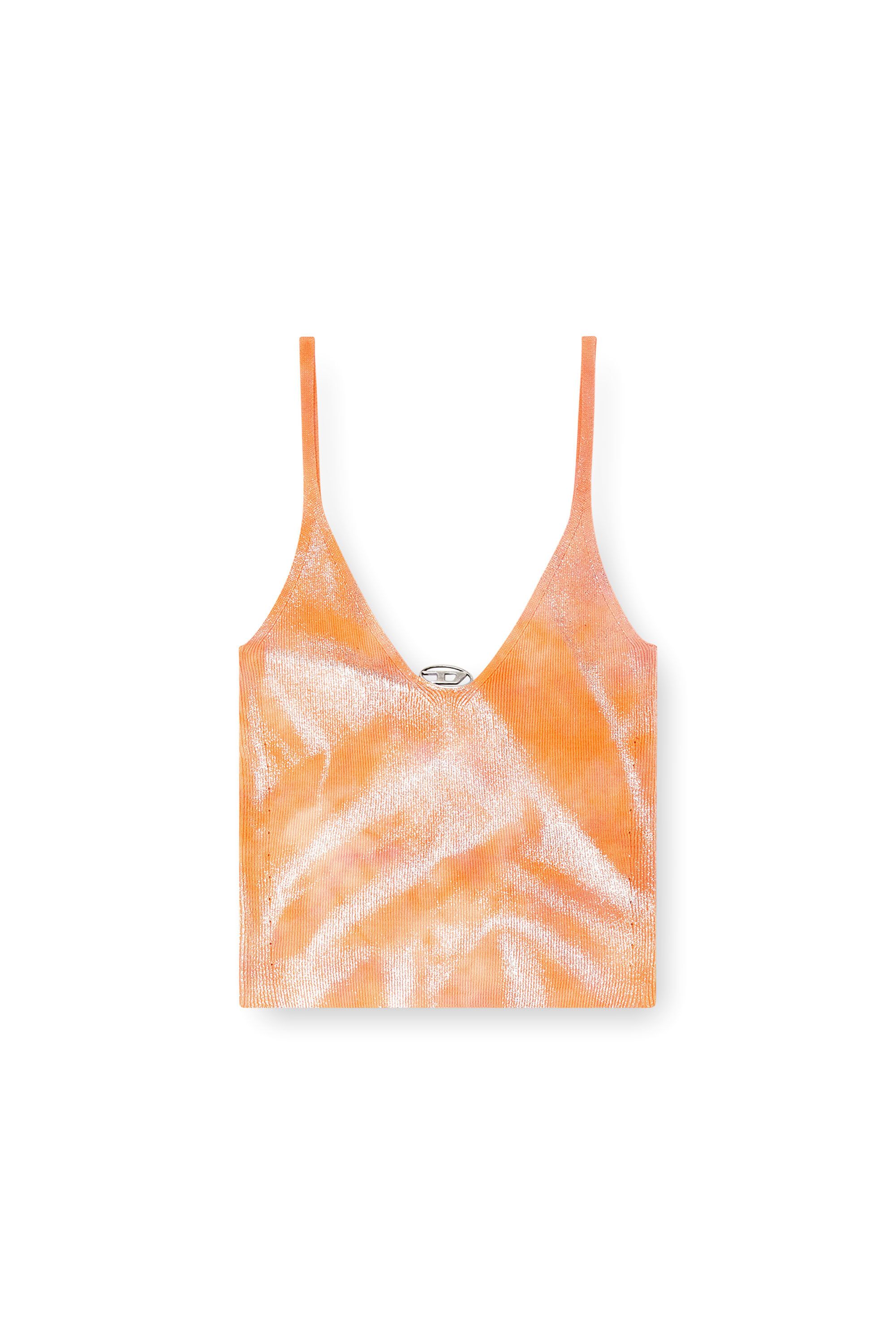 Diesel - M-ISMINA, Female's Cami top in metallic solarised knit in Orange - 2