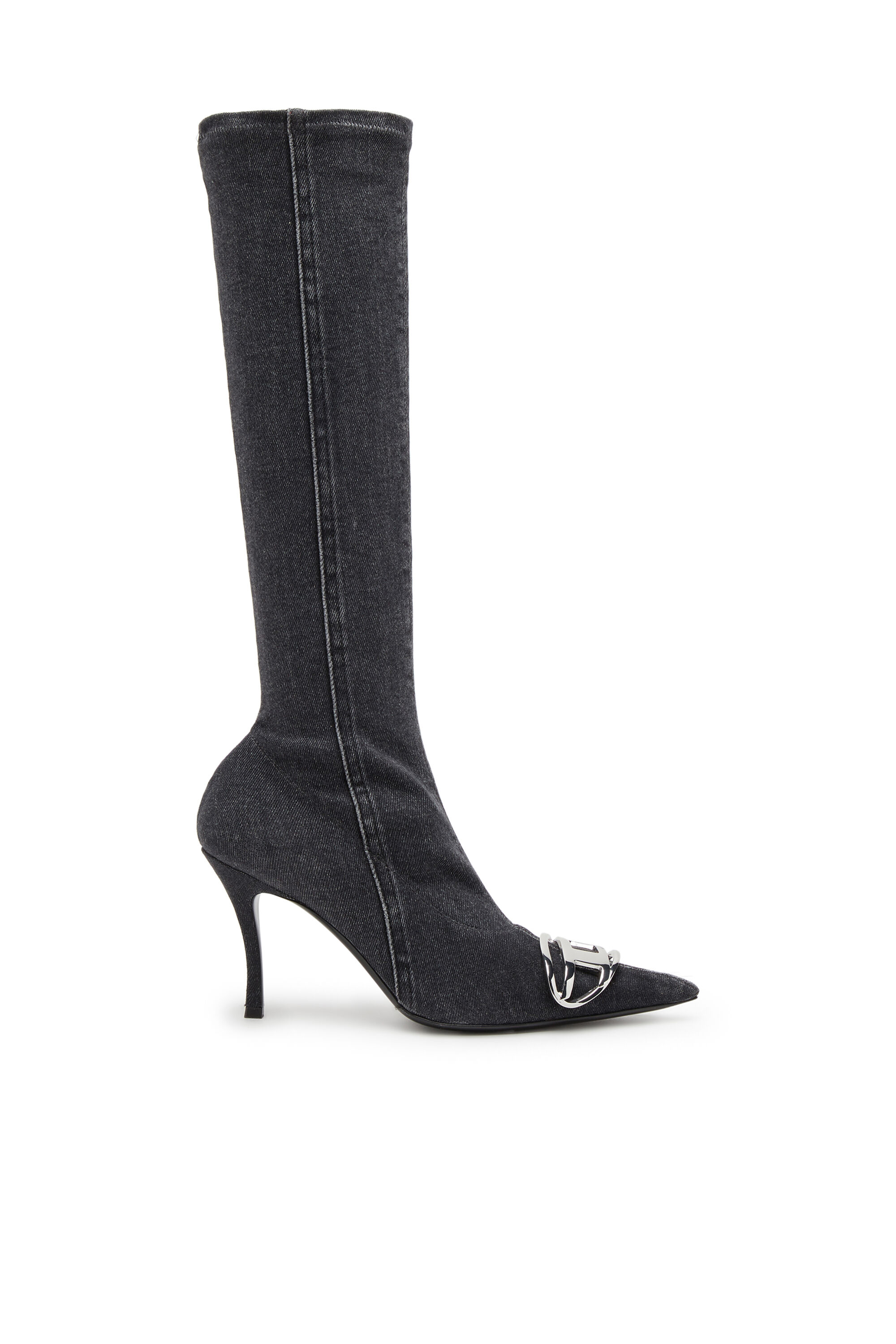 Knee high denim boots shop