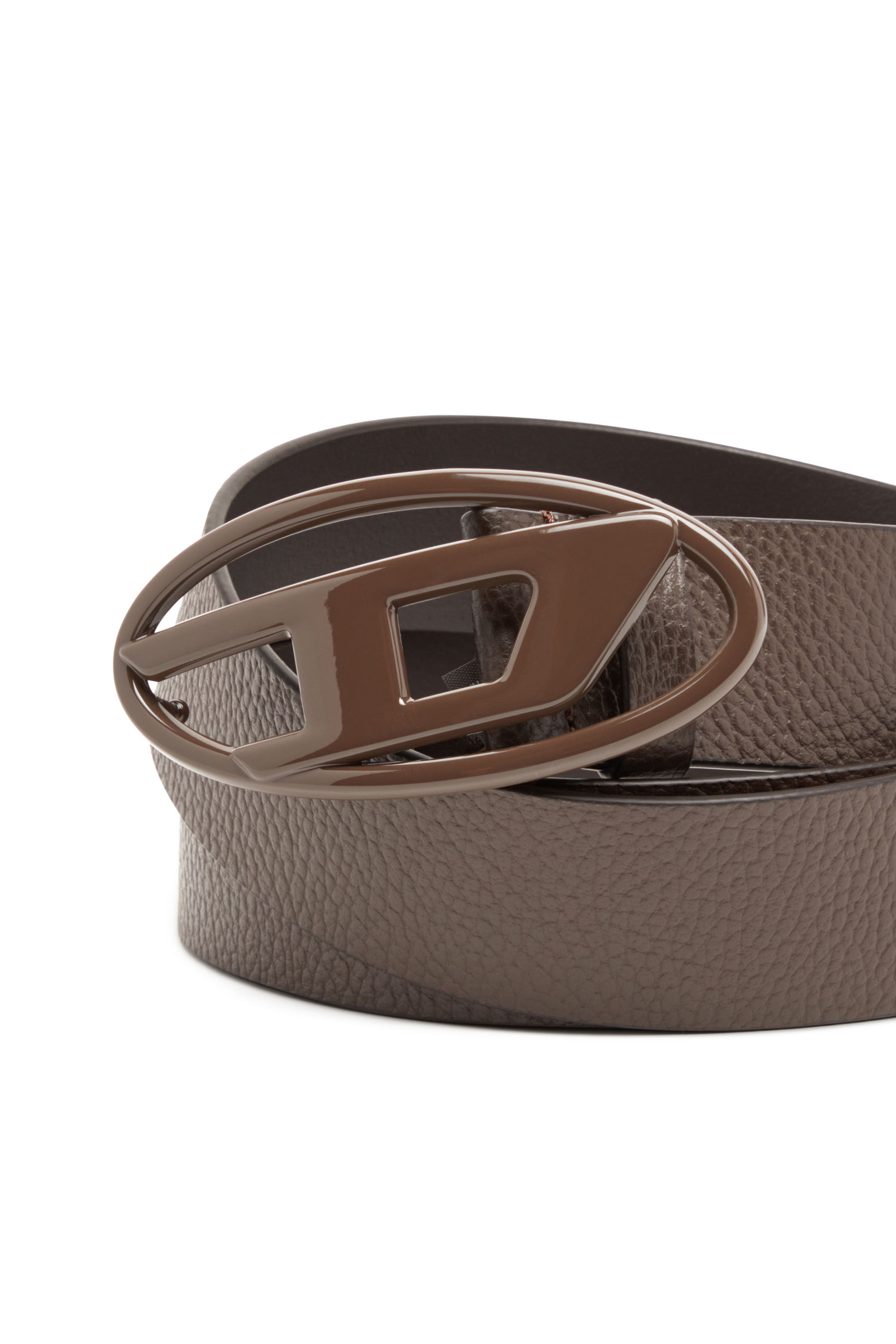 Diesel - B-1DR, Unisex's Leather belt with matte buckle in Brown - 3