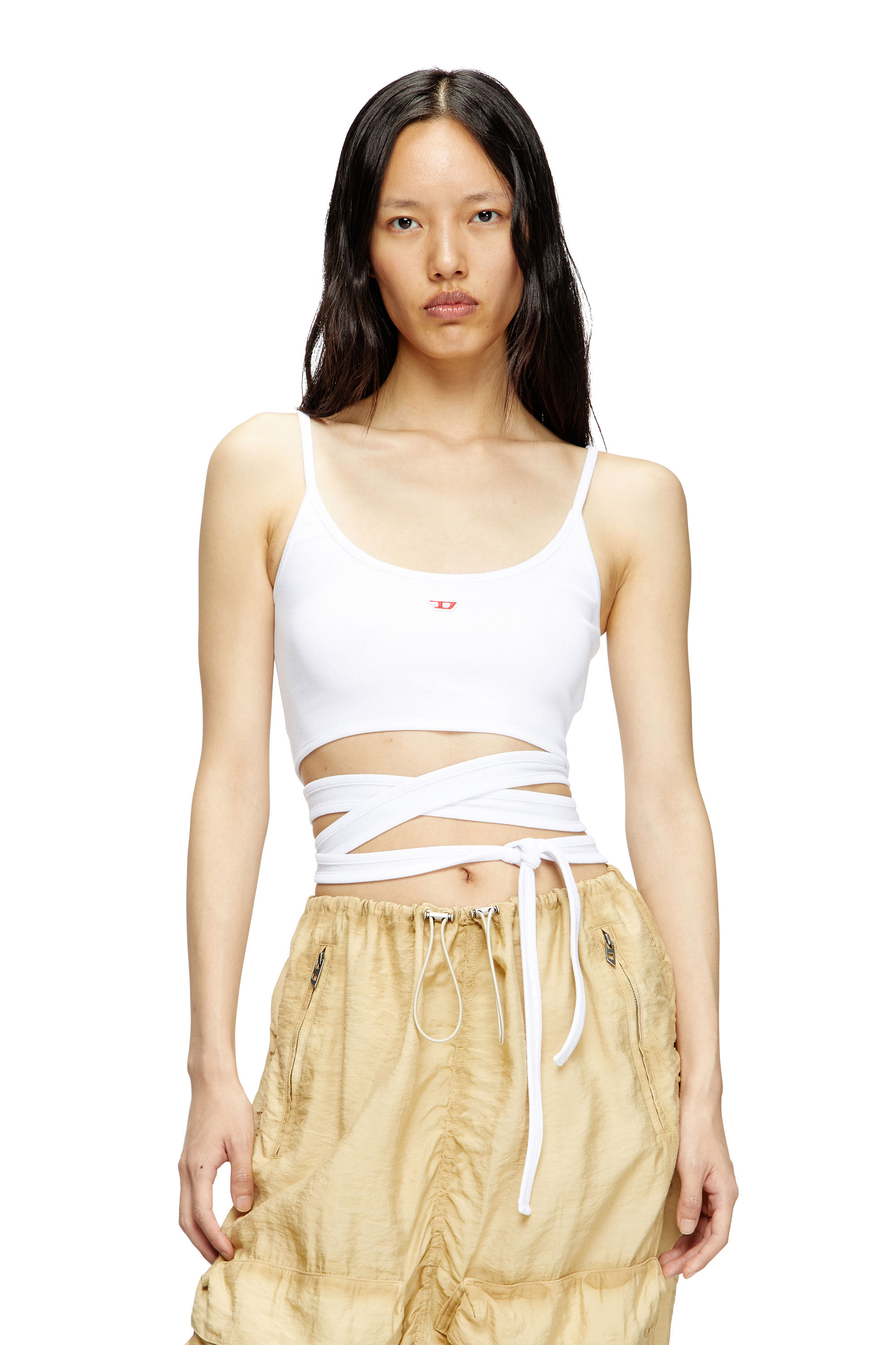Diesel - T-LEYA-TAIL, Débardeur avec lanières croisées Femme in Blanc - 3