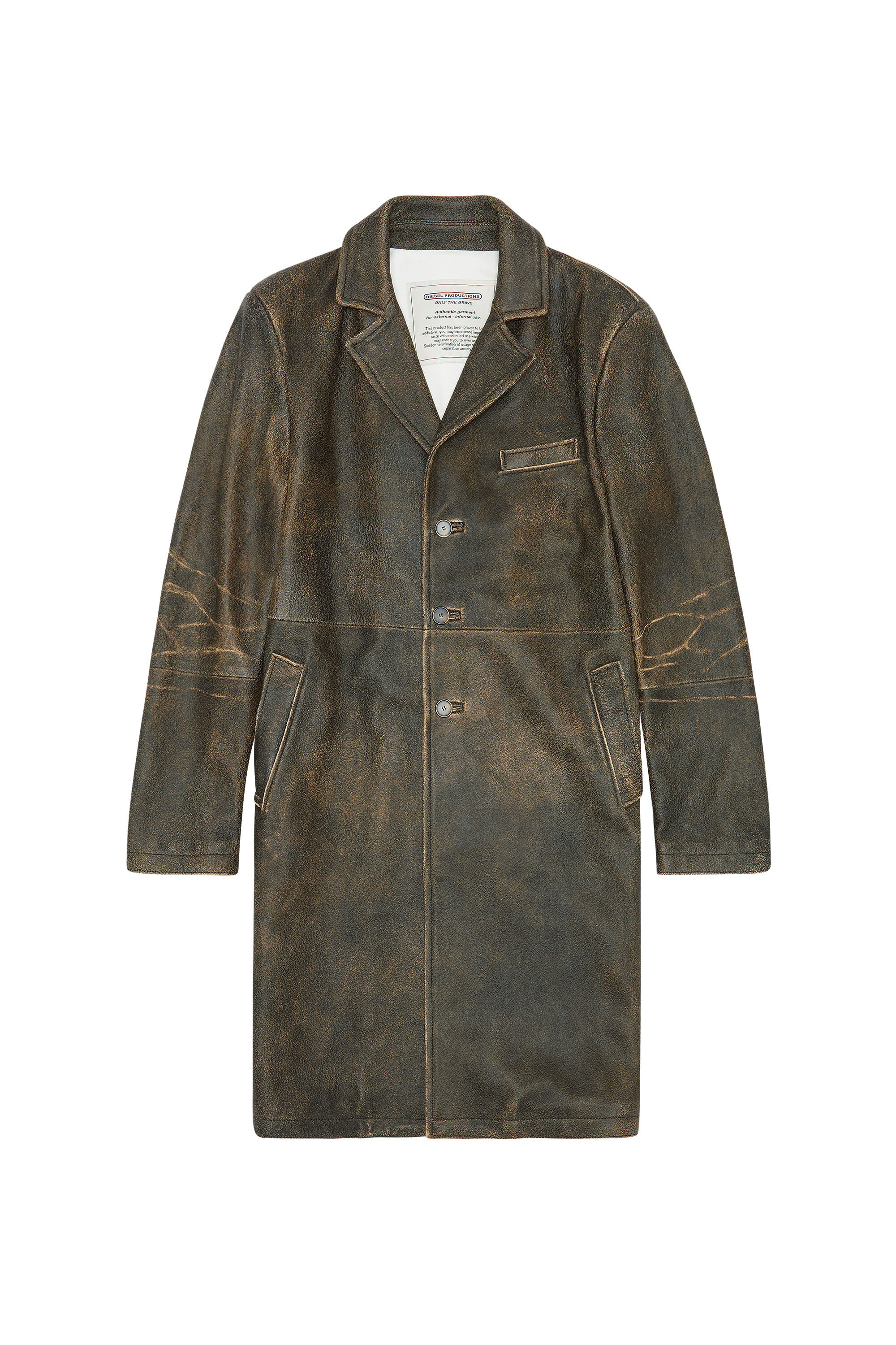 L COAT TREAT Man Coat in treated cracked leather Diesel