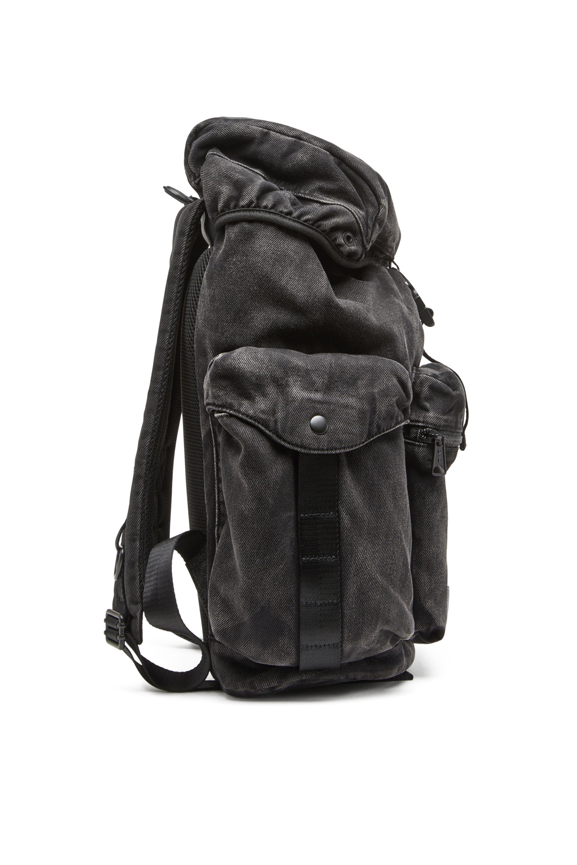 Diesel - UTLT BACKPACK, Male's Utlt Backpack-Utility backpack in cloudy-effect denim in Black - 4