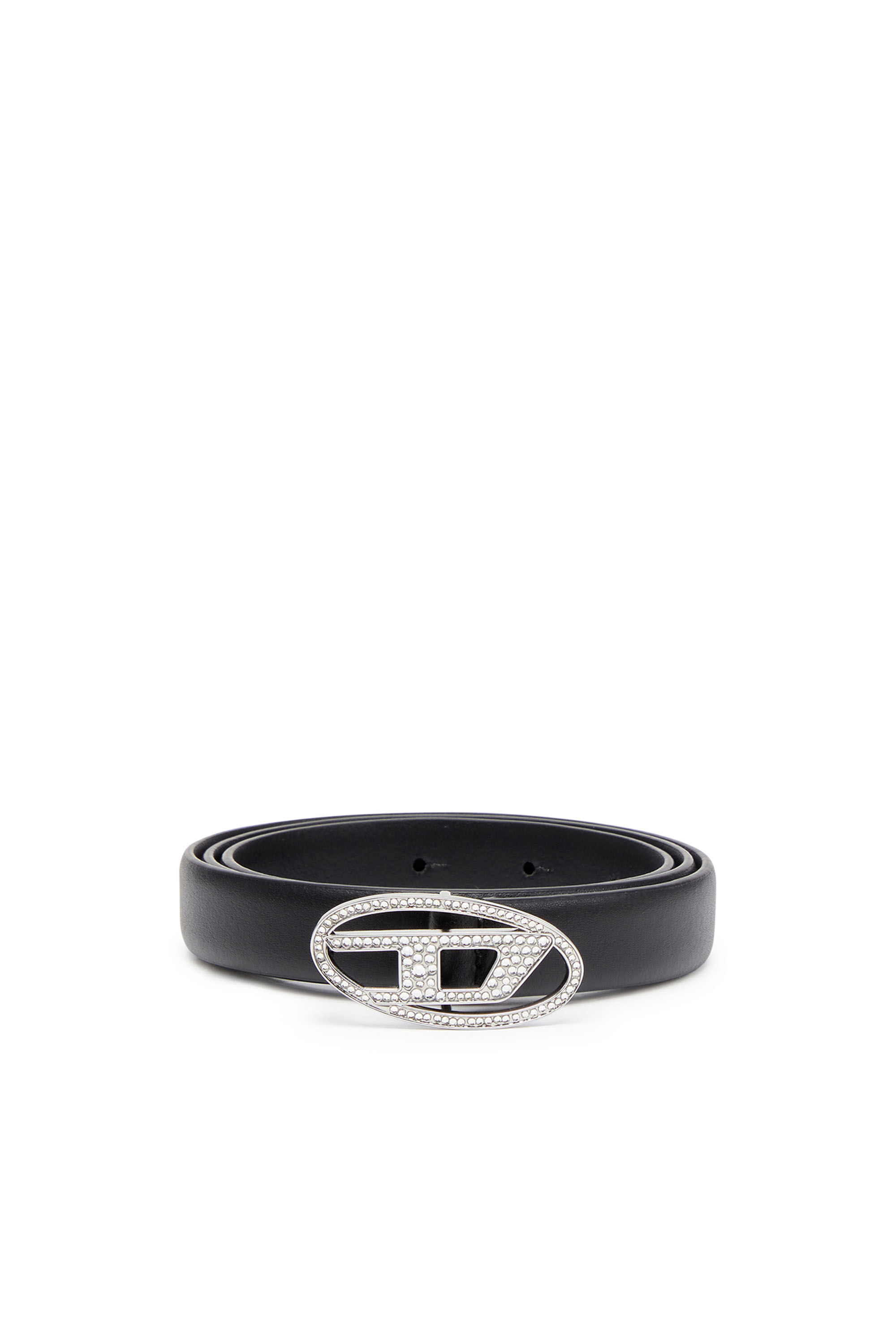 Diesel - B-1DR STRASS 20, Ceinture slim en cuir avec boucle en cristal Femme in Noir - 1