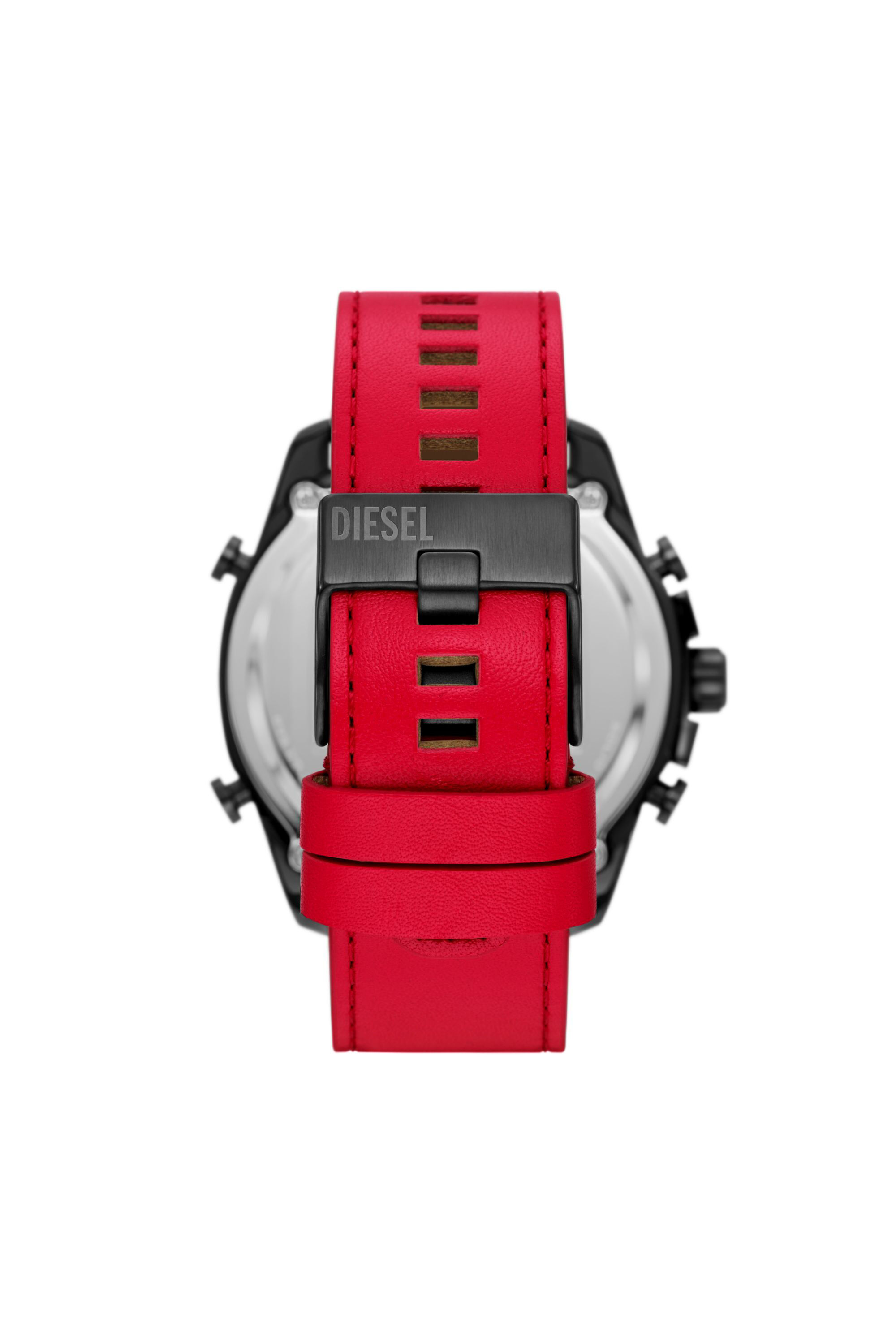 Diesel - DZ4647, Montre Mega Chief en cuir rouge and blanche Homme in Rouge - 2