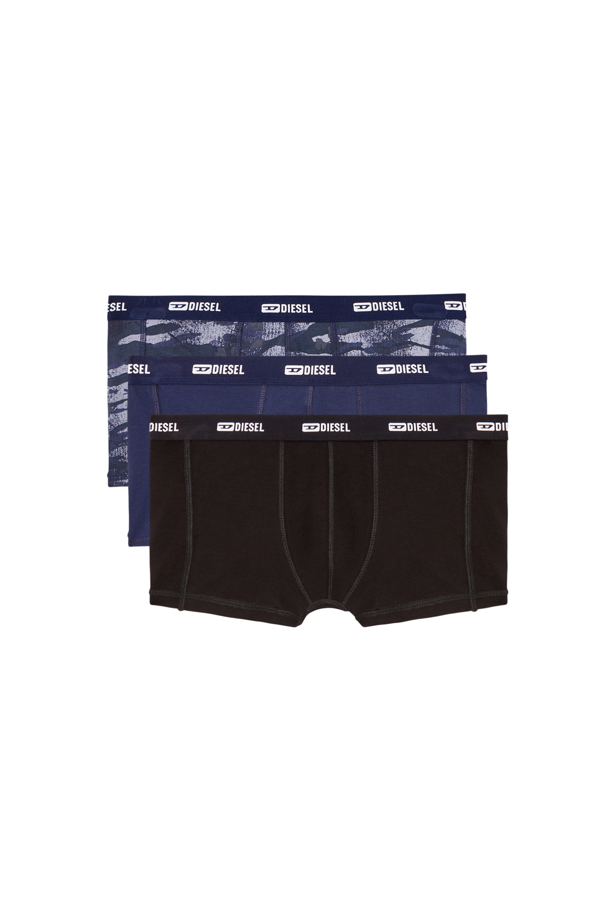 Diesel - DAMIEN-UTLT-3PACK, Male's 3-pack of boxer briefs plain and camo in Black/Blue - 4