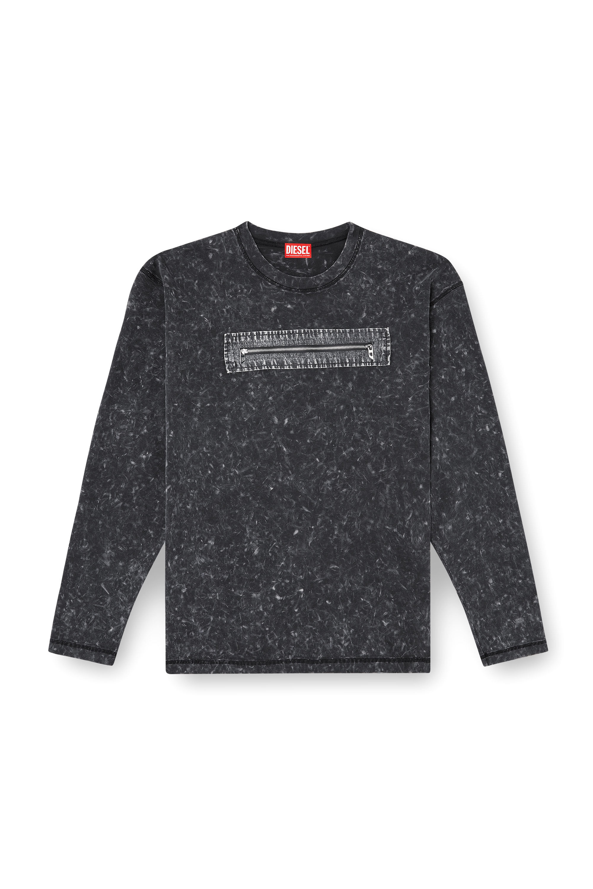 Diesel - T-AUSER, Male's Marble-effect top with zipped cu-outs in Black - 2