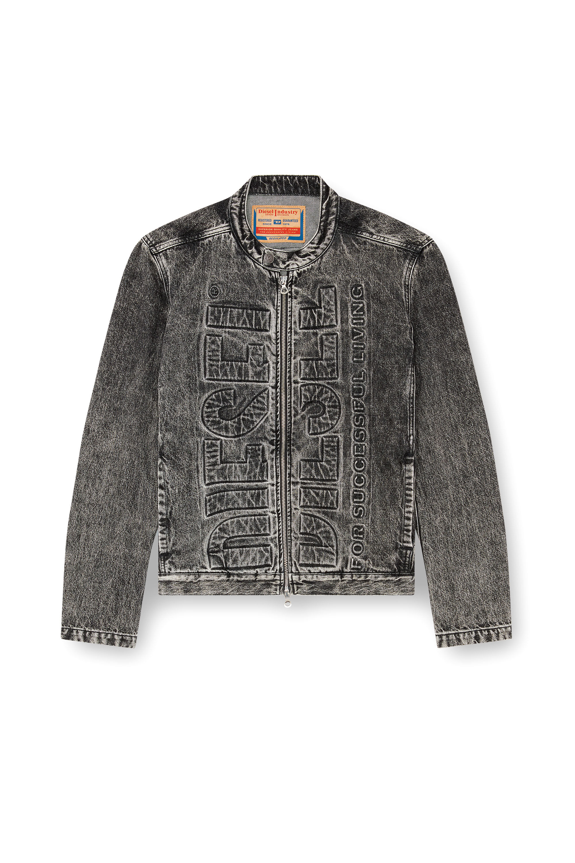 Black graphic jean jacket sales
