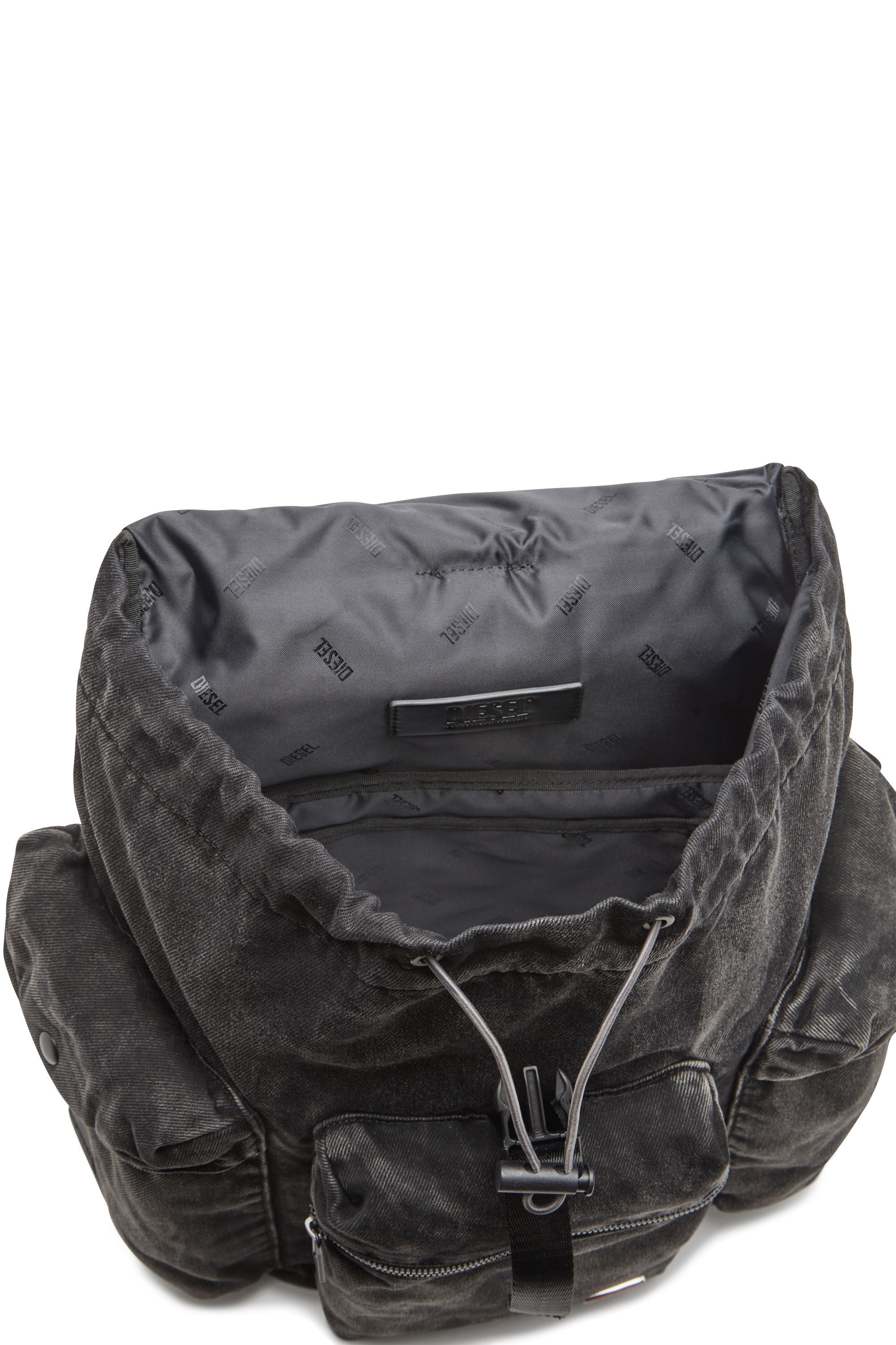 Diesel - UTLT BACKPACK, Male's Utlt Backpack-Utility backpack in cloudy-effect denim in Black - 2