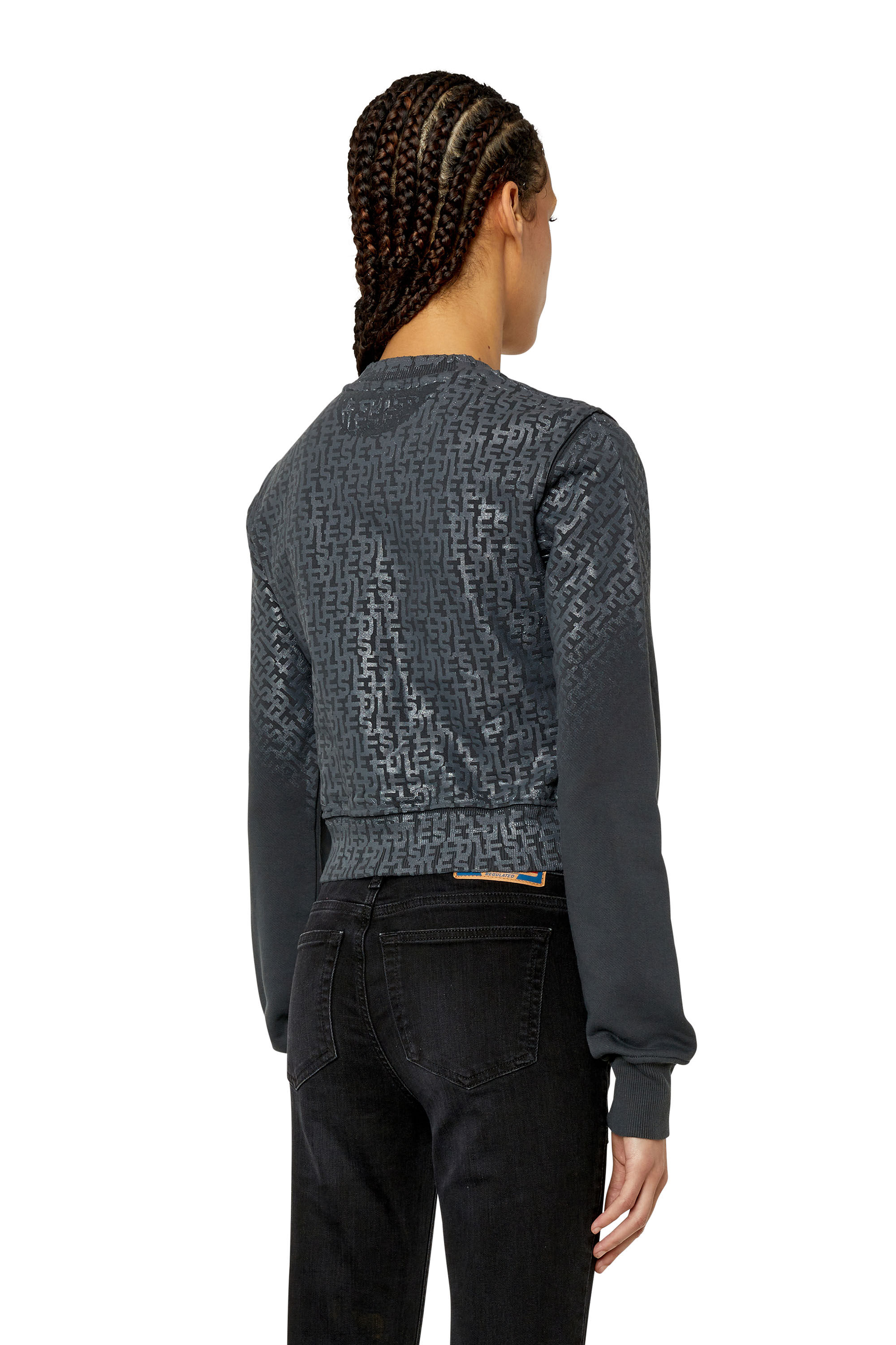 Diesel - F-SLIMMY-MONO, Sweat-shirt avec imprimé monogram Femme in Noir - 4