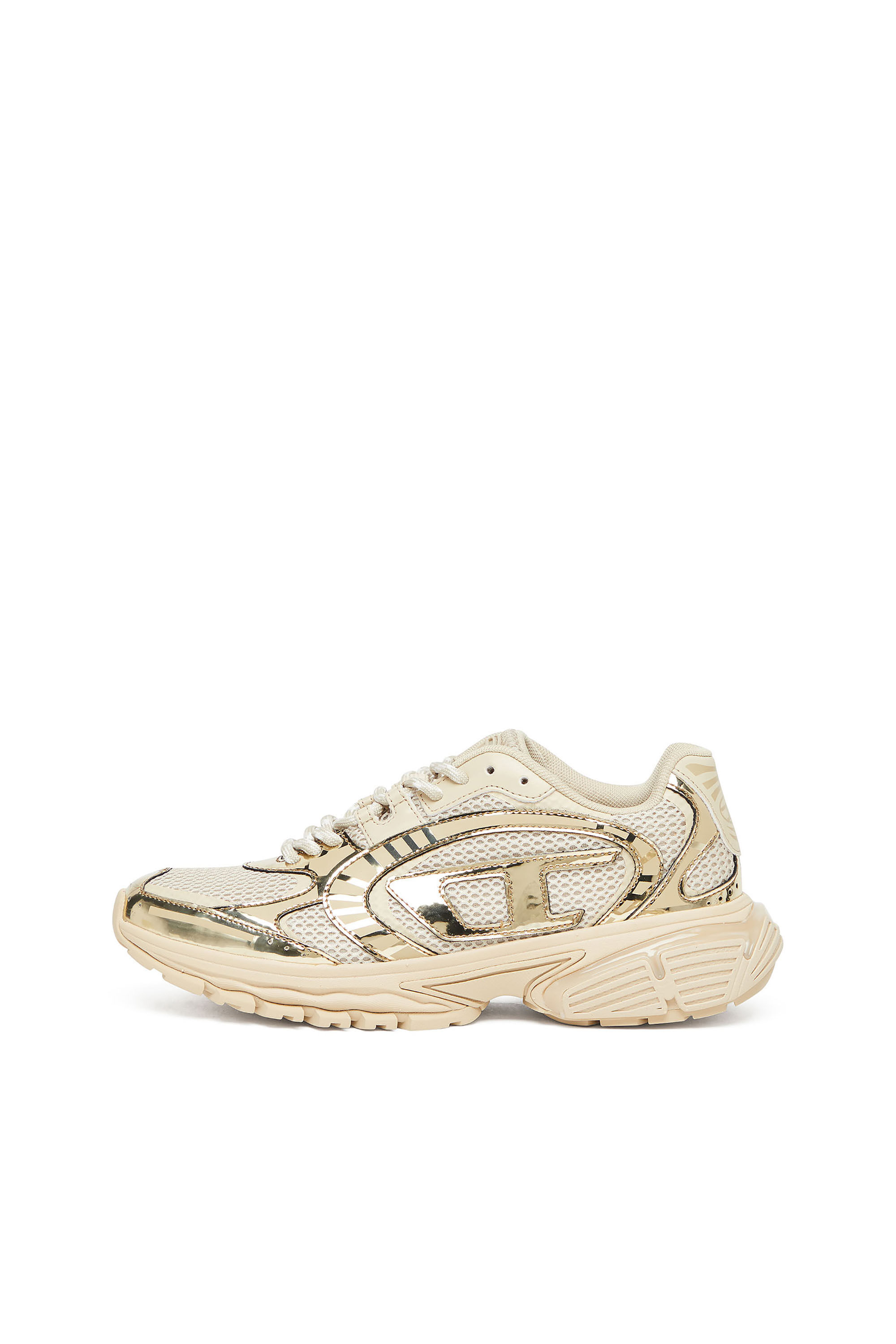 Diesel - S-PRO-V-DENSE LOW W, Female's S-Pro-V-Dense-Metallic mesh sneakers with Oval D logo in Beige - 7