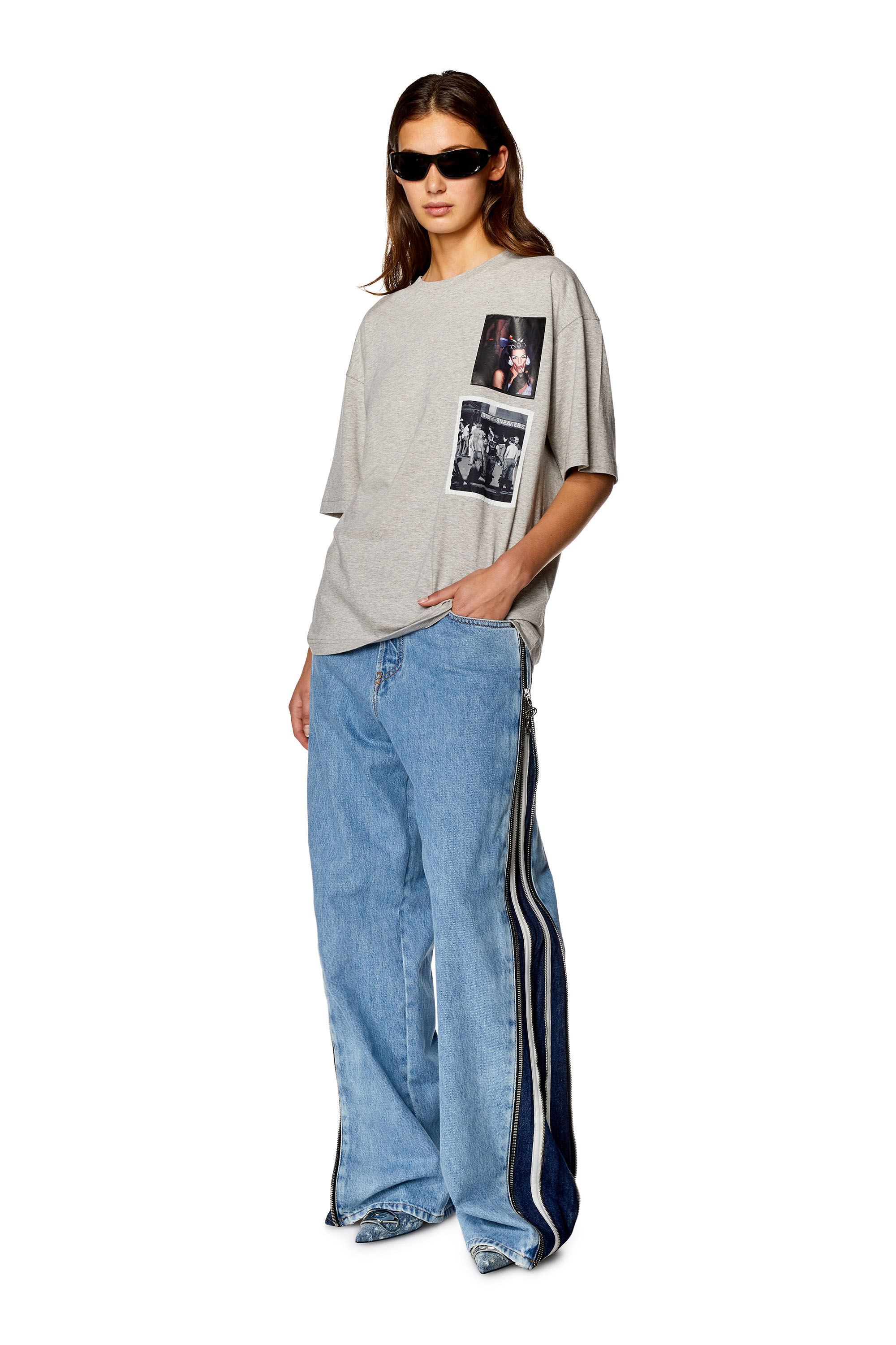 Diesel - PR-T-NLABEL-23, T-shirt boxy avec empiècements Mixte in Gris - 6