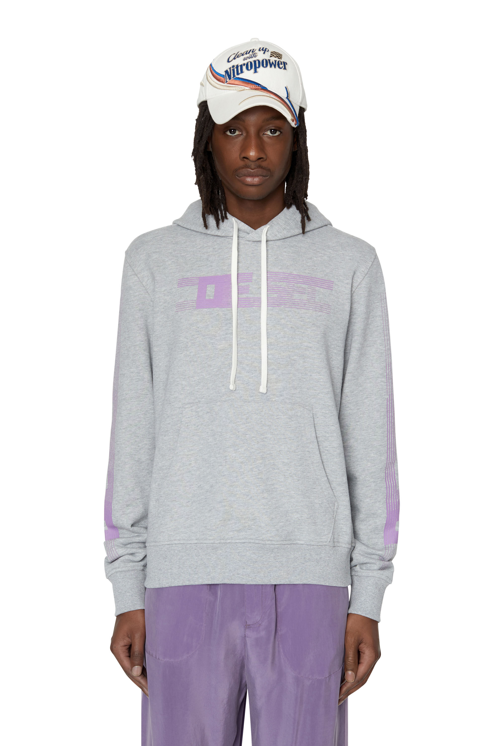 S-GINN-HOOD-E3 Man: Hoodie with striped logo graphics | Diesel