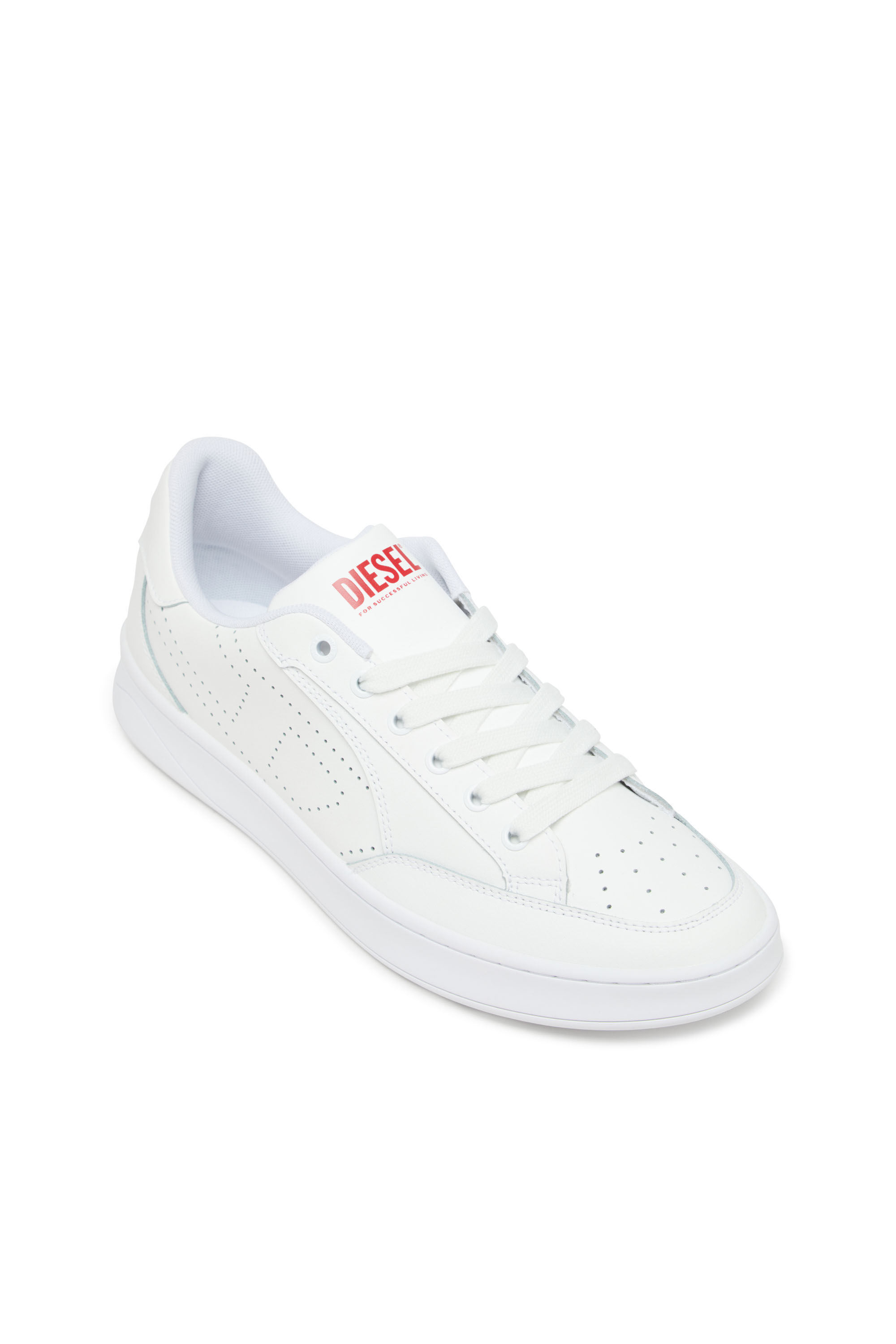 Diesel - S-DAKOTA LOW, Male's S-Dakota-Leather sneakers with perforated logo in White - 6