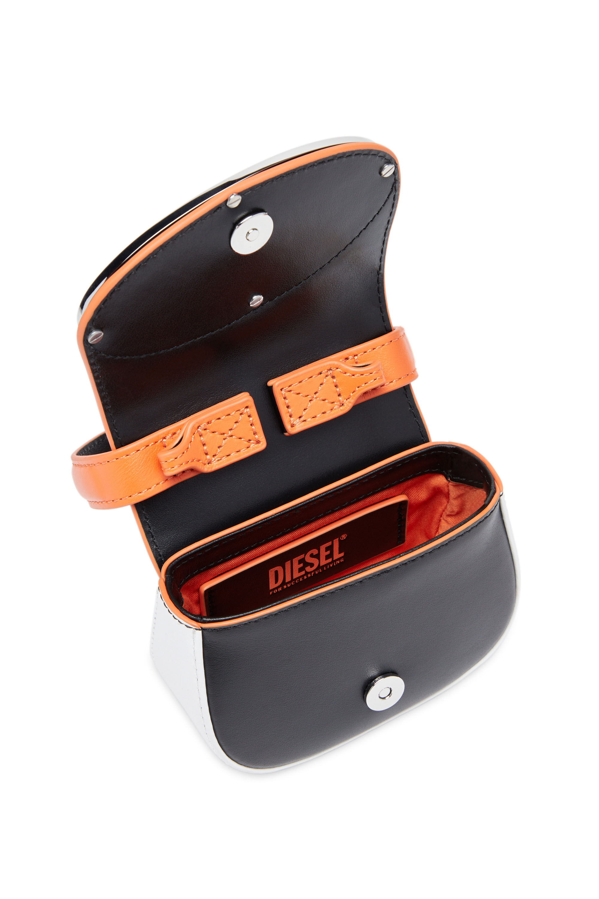 Diesel - 1DR XS, Female's 1DR XS - Iconic mini bag in colour-block nappa in Black/Orange - 2